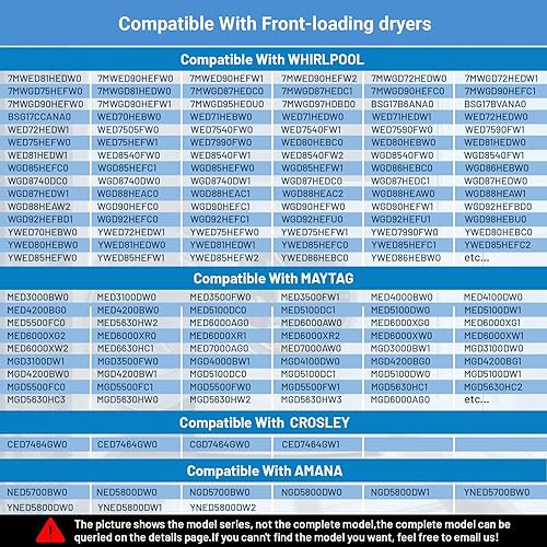 Miniatura 4 de La bisagra de repuesto para puerta de arandela W10208415 está diseñada para las principales marcas de modelos de arandelas de carga frontal y número
