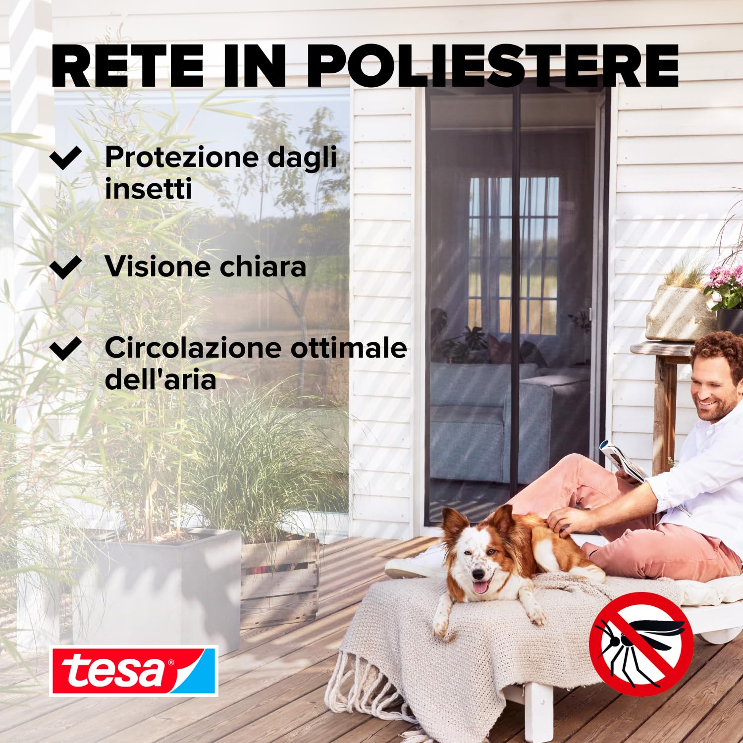 tesa INSECT STOP Magnetic Curtain - tenda magnetica autochiudente per porte balcone, senza fori - 200 x 80 cm