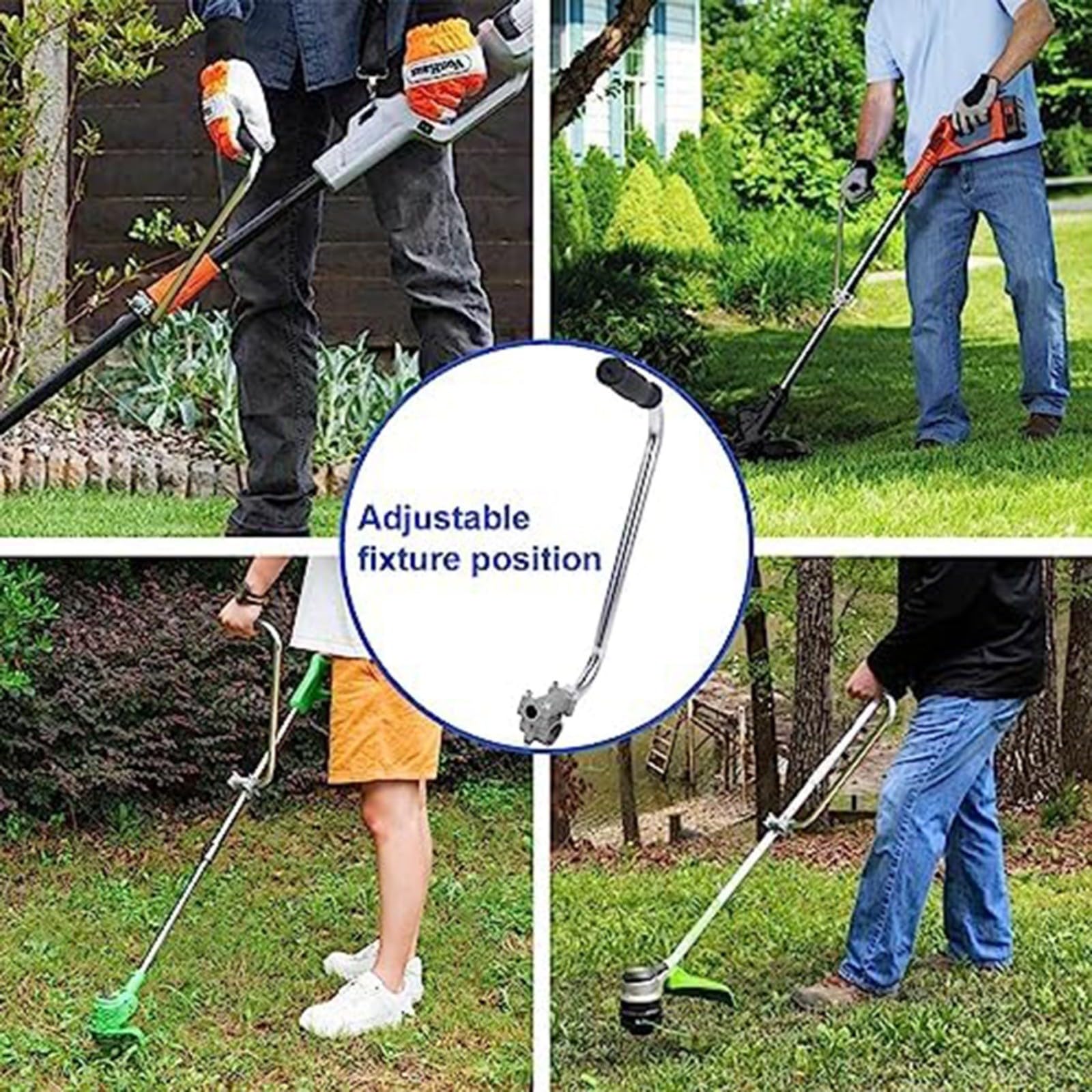 Manico ergonomico ausiliario per tosaerba, angolo regolabile flessibile per attrezzi da giardino, impugnatura per decespugliatore
