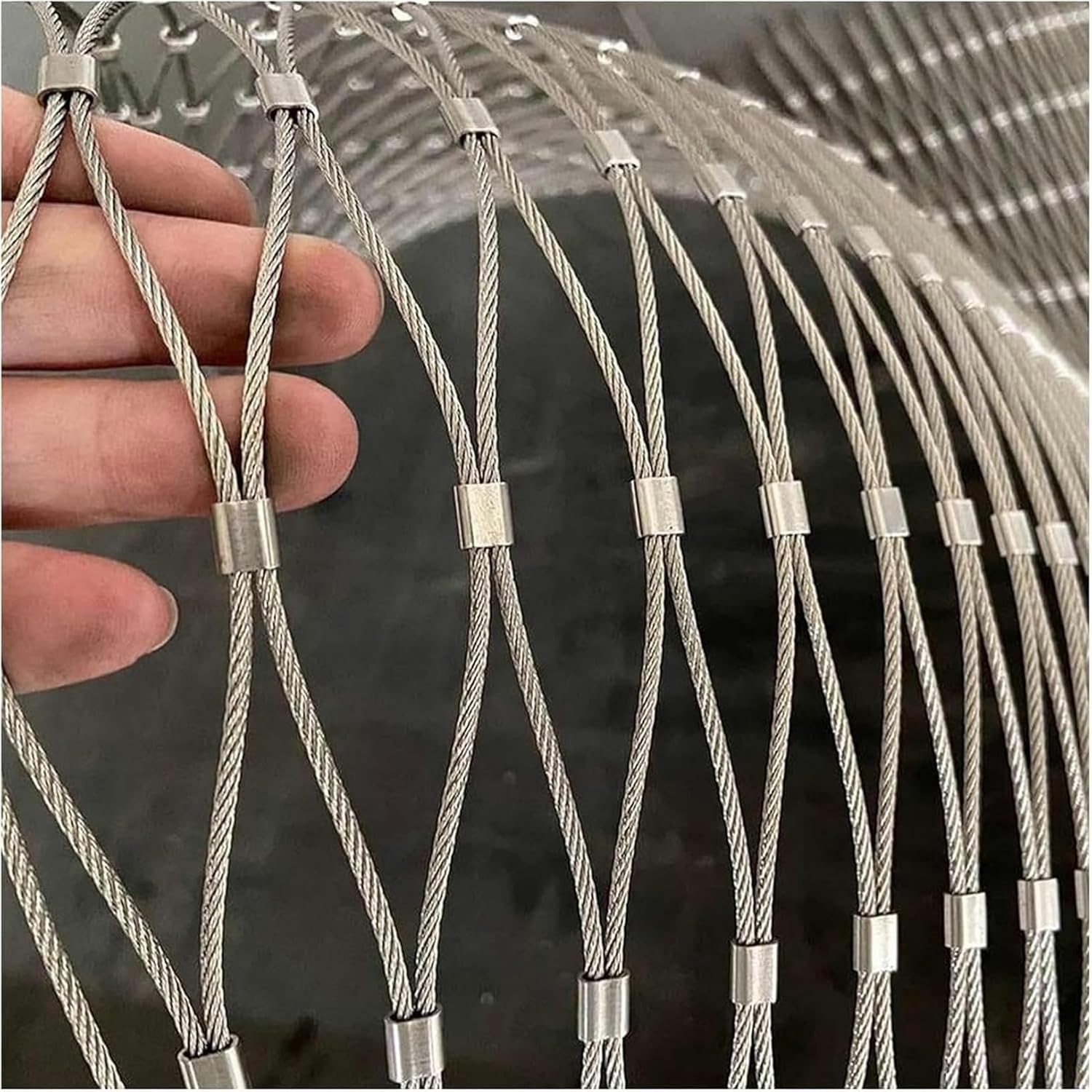 Stainless Steel Garden Netting, Flexible Stainless Steel Rope Mesh, 304 Stainless Steel Rope Net for Balcony Stair Wire Rope Protection Net(1x3m)