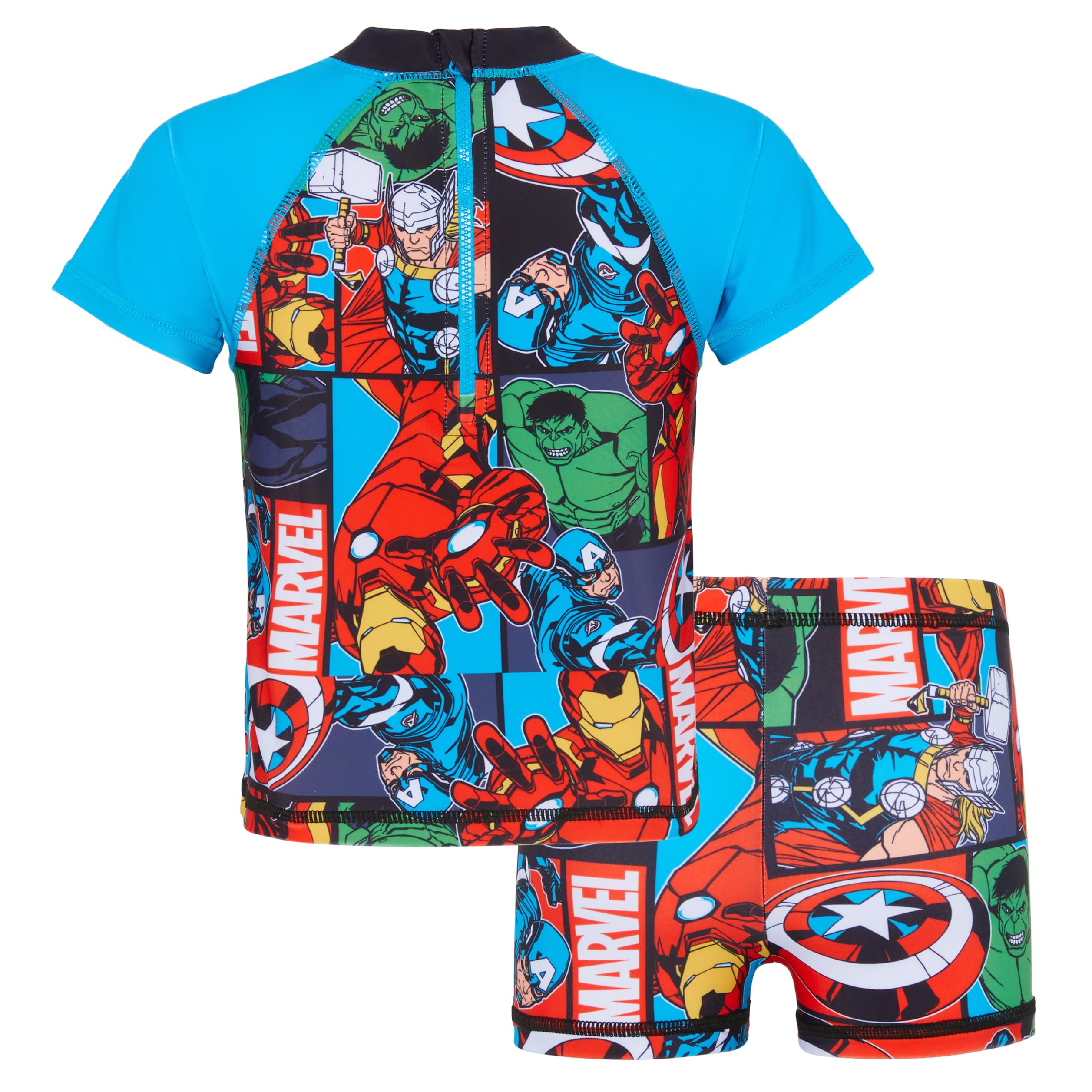 Garçons Avengers Maillot de Bain Deux Pièces - Hulk, Iron Man, Captain America, Thor