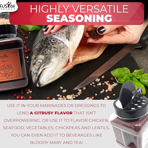 Miniatura 4 de Sumac 100% puro, polvo de zumaque 100% natural, sin sal, sin OMG, especias de Oriente Medio, tarro de doble tapa (14 onzas)