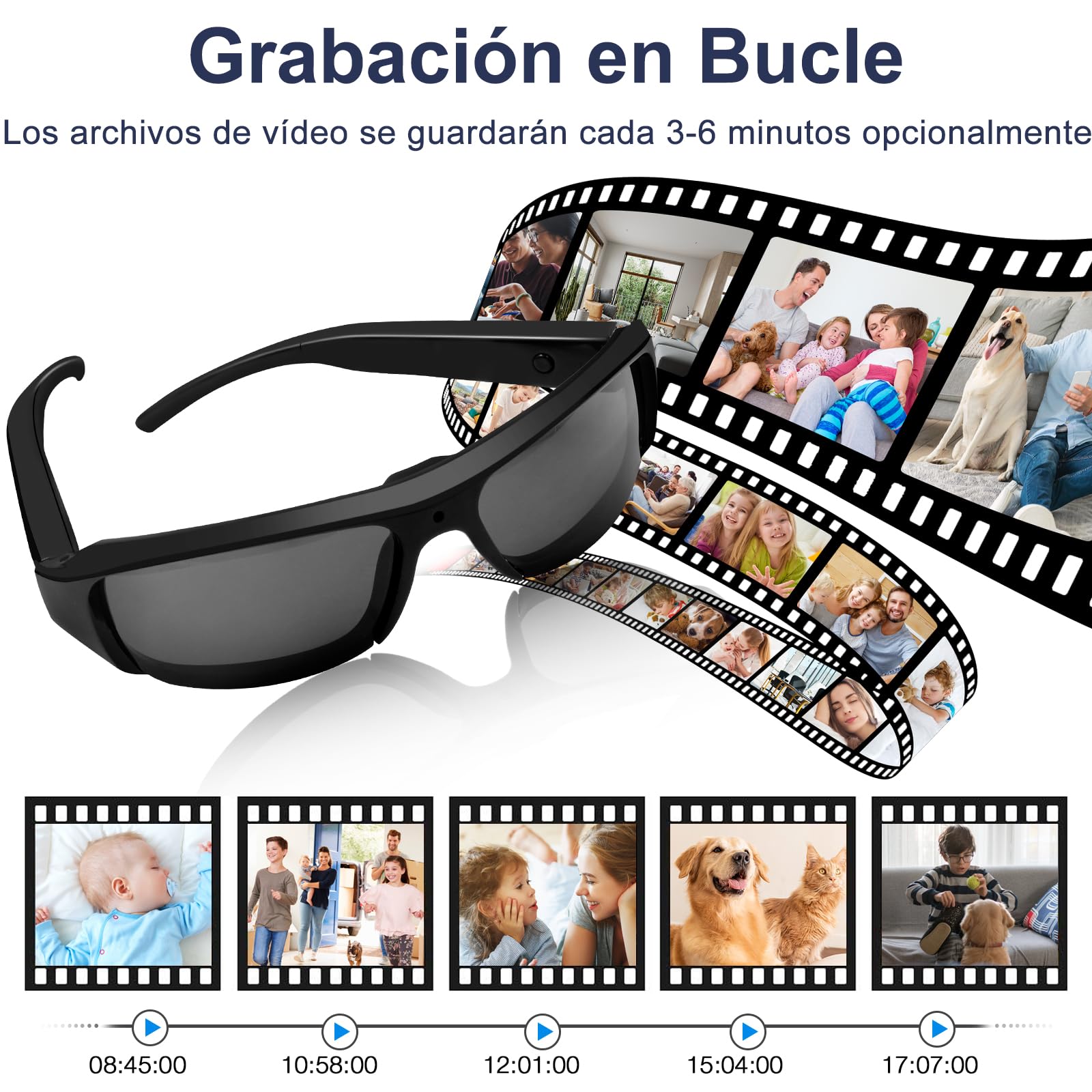 LXMIMI Deporte Gafas de Cámara, Gafas de Sol Cámara Oculta HD 1080P, Mini Deporte Gafas de Sol Cámara de Vídeo, Bicicleta/Motocicleta Cámara de Acción para Tomar Foto y Vídeo