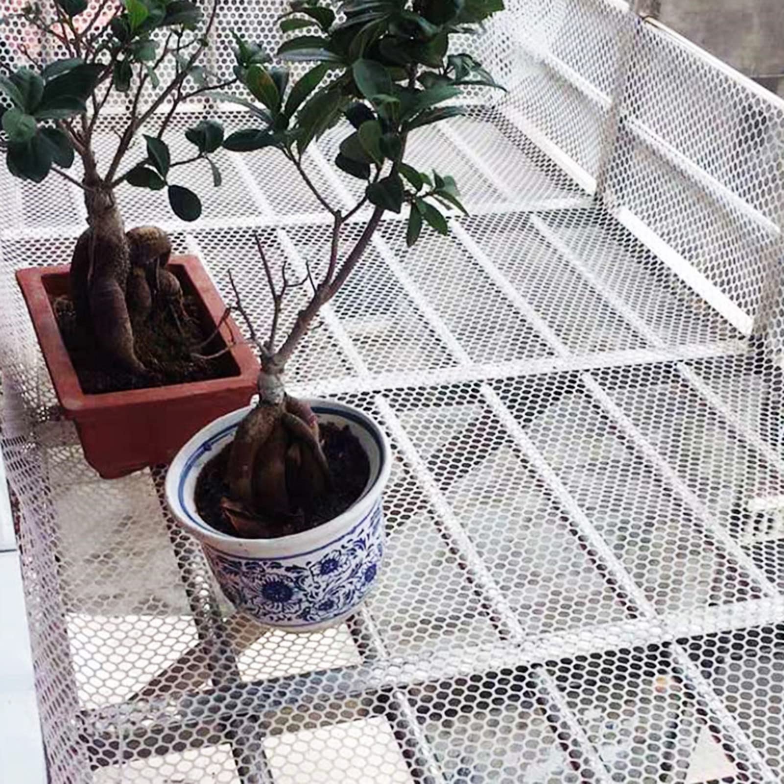 Rollo Malla Enrejado Valla para Jardin Gallinero Malla De Valla De Alambre De Pollo De Plástico Blanco, Malla Plástica Para Cercas De Aves De Corral Con Riel Para Balcón, Protección De Pantalla De Seg