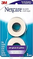 Nexcare Durable Cloth Tape 1in x 10yds, 2 Rolls - Strong Woven Medical Tape for Secure Bulky Dressings & Splints