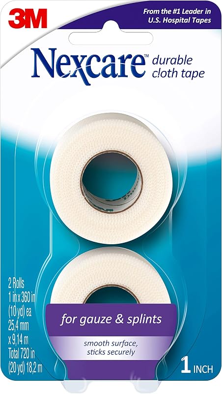 Durable Cloth Tape, Woven Tape, Securely Holds Bulky Wound Dressing - 1 In x 10 Yds, 2 Rolls of Tape