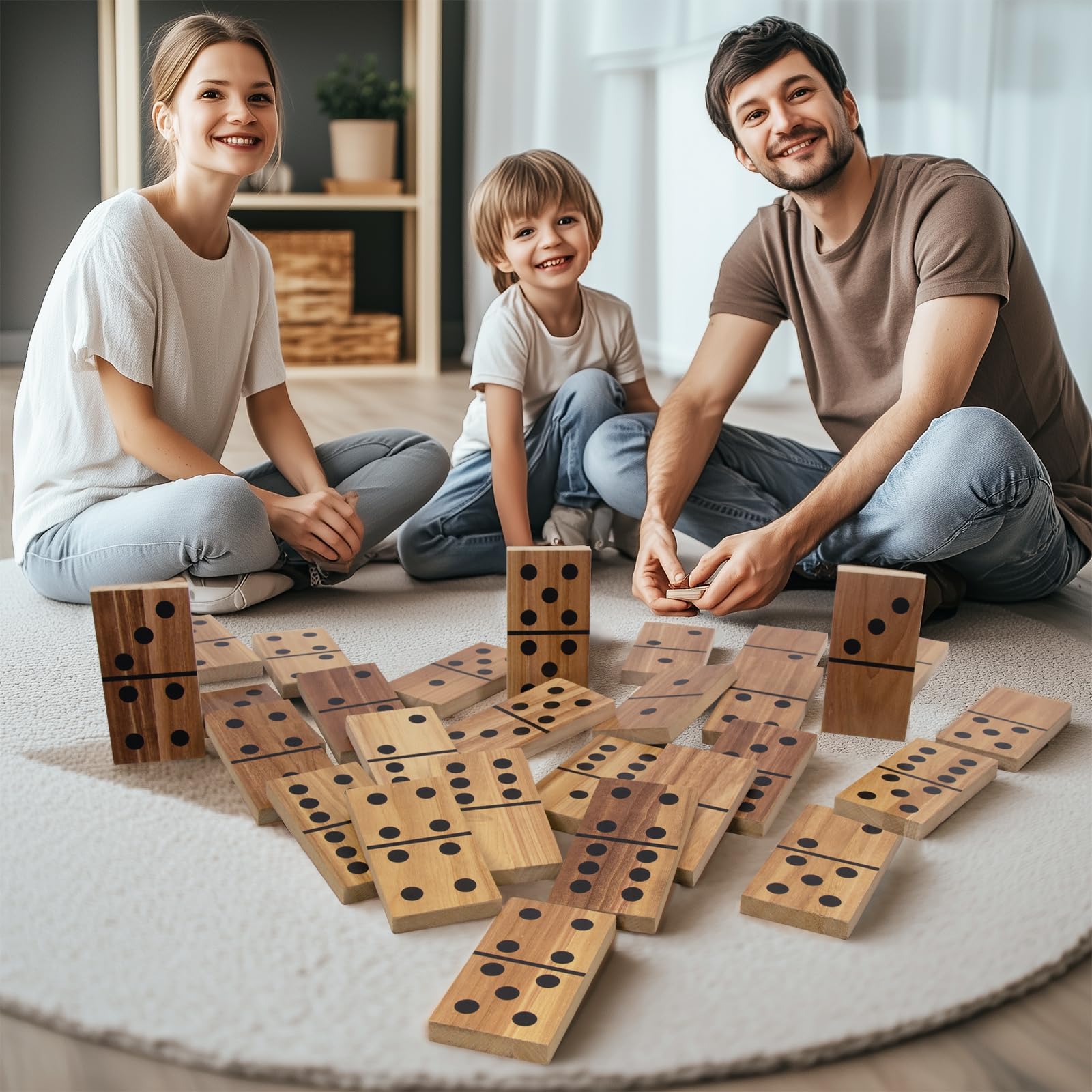WOODENFUN Montessori duże zabawki dla dzieci, dorosłych, 28 szt., duże zabawki dla dzieci i dorosłych, zabawka dla dzieci z drewna, gra planszowa