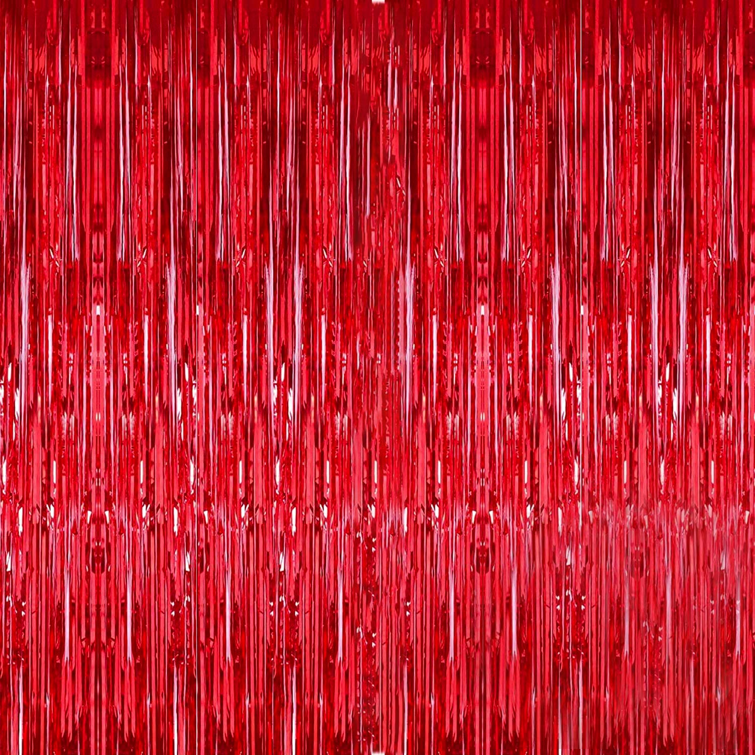 KatchOn, XtraLarge, Holographic Red Streamers Party Decorations - 3.2x8 Feet, Pack of 1 | Graduation Decorations 2025 | Shiny Red Fringe Backdrop | Foil Backdrop for Bachelorette Party Decorations