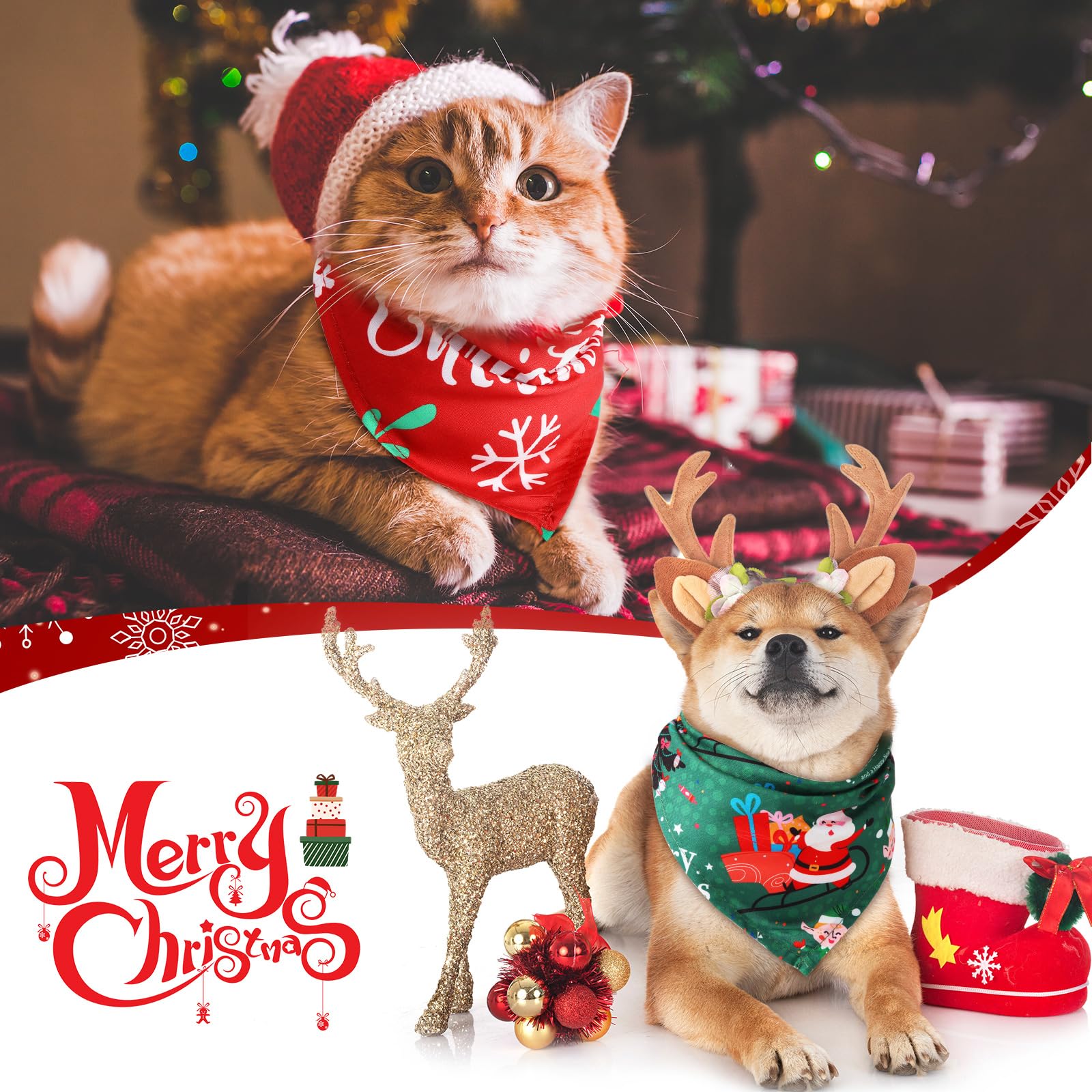 ❤︎クリスマスバンダナ❤︎ Amazon.co.jp: Abbylike 50個 クリスマス 犬 バンダナ バルク