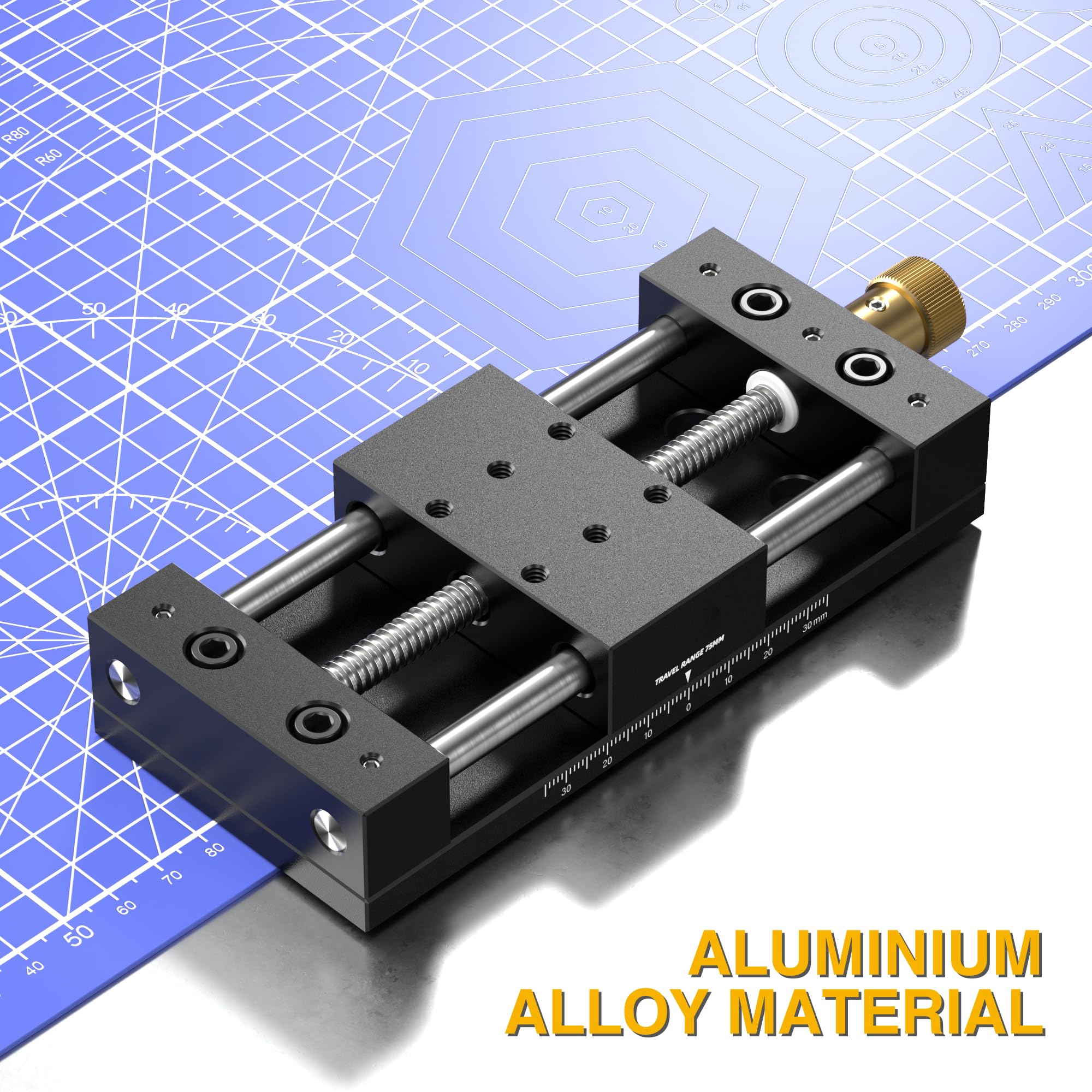 Manual Linear Stage 75mm Sliding Table Linear Rail Guide Aluminium Alloy Slide Stage with Ruler and Base, Manual Translation Displacement Station — Amazon image 2