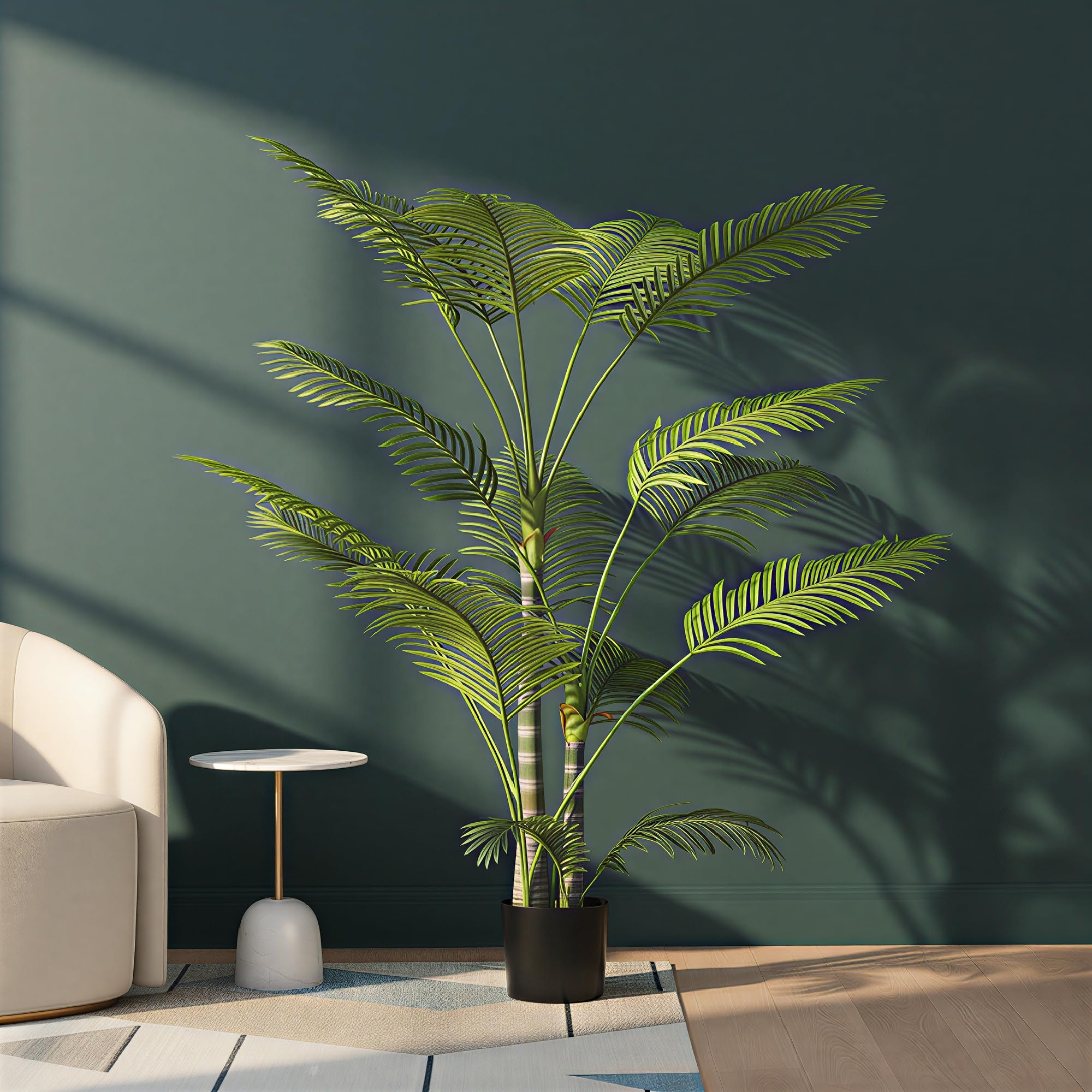 HOMCOM Planta Artificial Decorativa de 170 cm Palmera Artificial con Maceta y Hojas para Salón Oficina Hogar Interior Verde