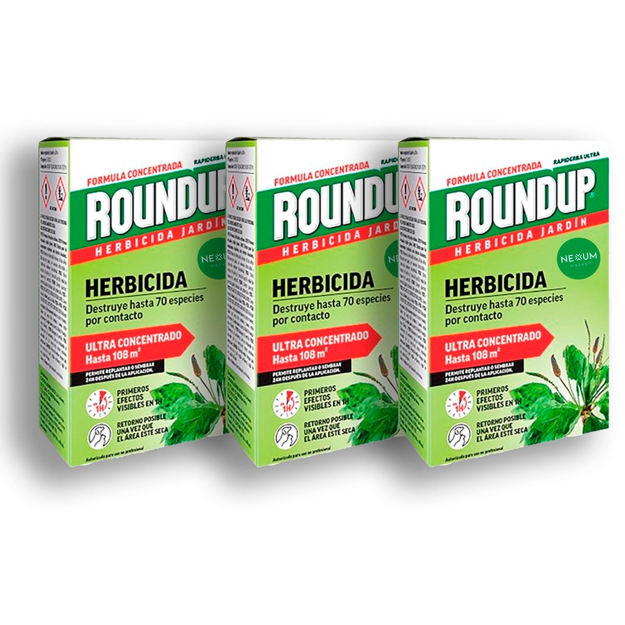 ROUNDUP Herbicida para todo tipo de malas hierbas cubre hasta 108 m2 | 250ml para 5 litros de Agua | Formula Concentrada | Efectos en 1 hora | Elimina hasta 70 especies de hierbas/musgo | Nexum Market — view 6