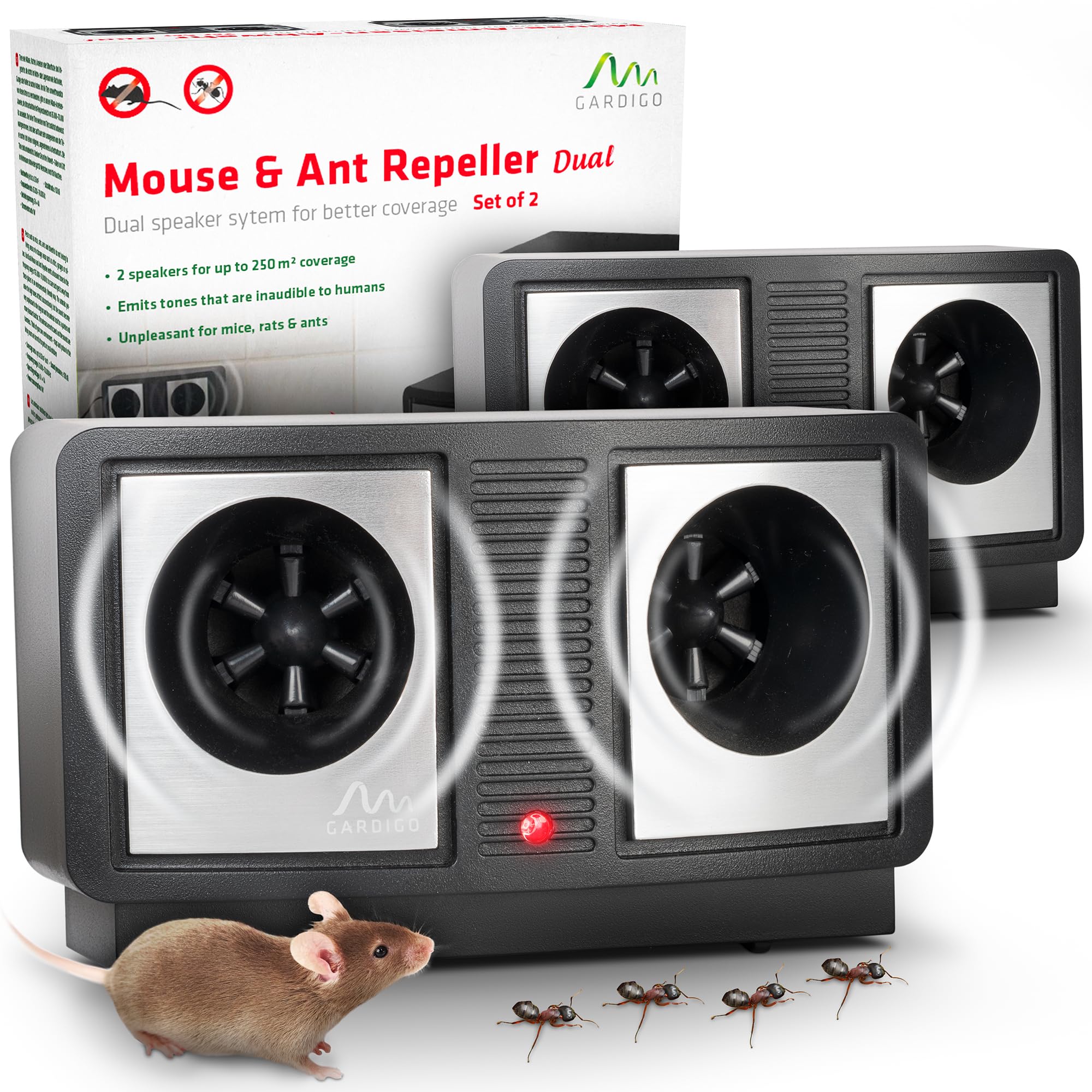 JRichter Set 4 Dissuasori Elettronici A Ultrasuoni Per Topi E Parassiti - Per Interni/Esterni, Sicuro Per Animali Domestici