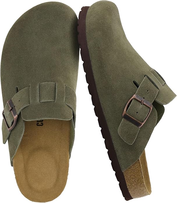 CUSHIONAIRE Hana - Genuine Leather Suede Classic Clog Womens Shoes - Slip On Mule Comfortable Shoes for Women