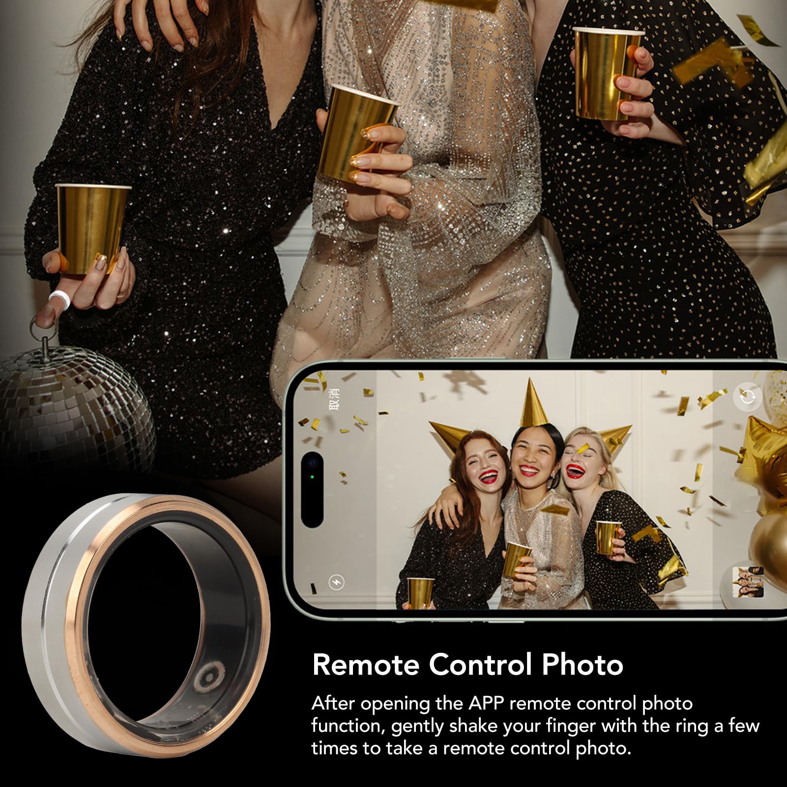 Asixxsix Smart Ring for Men and Women, IP68 Wearable Smart Health Ring Fitness Tracker with Sleep Tracker, Camera Control & Pedometer, 7Days Battery Life, Your