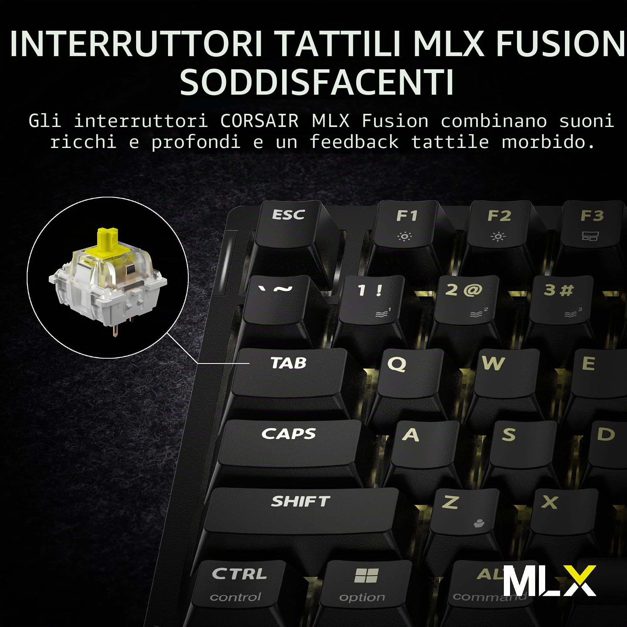 CORSAIR K65 PLUS WIRELESS Tastiera meccanica da gioco 75% RGB, sostituibile a caldo – Switch tattili CORSAIR MLX Fusion pre-lubrificati, riduzione del rumore a due strati, tasti PBT – QWERTY NA – Nero