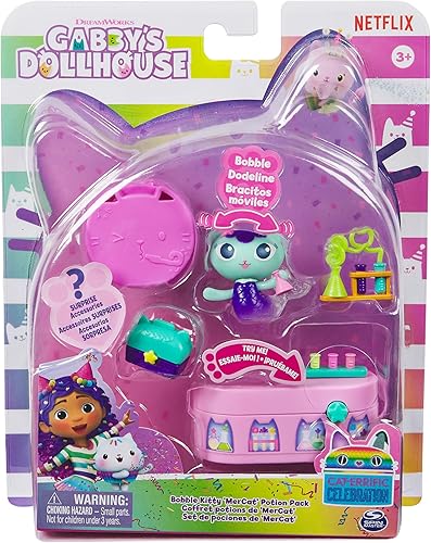 Gabby's Dollhouse, Celebration Series Mercat Bobble Figura con muebles y accesorios para casa de muñecas, juguetes para niños y niñas a partir de 3