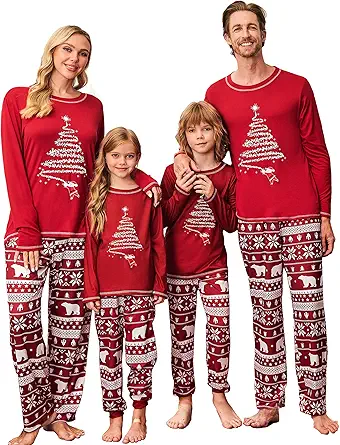 Ekouaer Matching Family Sets Christmas Pajamas Set Xmas PJS Sleepwear Soft Christmas Matching Jammies