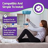 Vista 5 de Acolchado de muletas prémium para muletas – Cojines de muleta para debajo del brazo – Almohadillas azules – Se adapta a muletas estándar