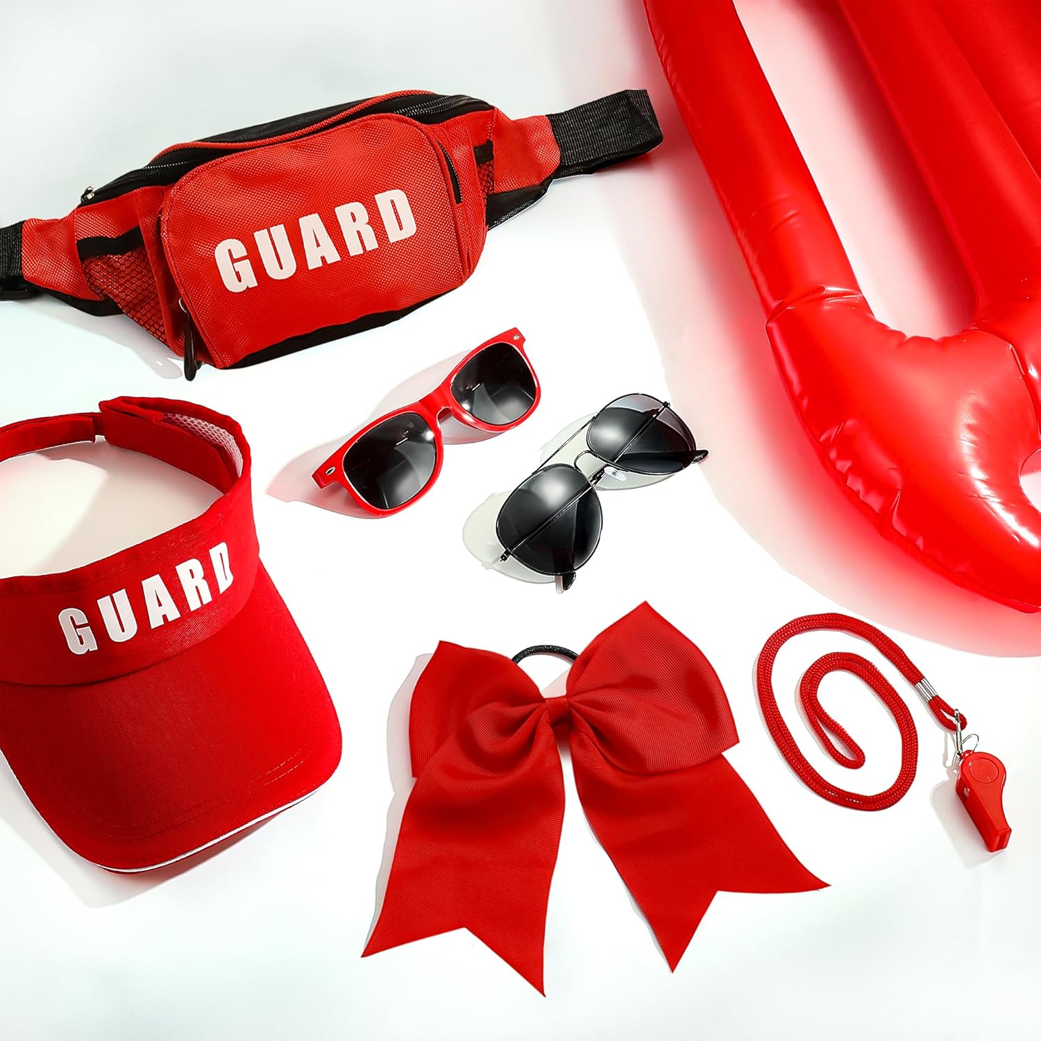 7 Pcs Guard Costume Set for Women Men Fanny Pack Sunglasses Whistle Lifeguard Accessories for Cosplay Party Dress Up - Image 5