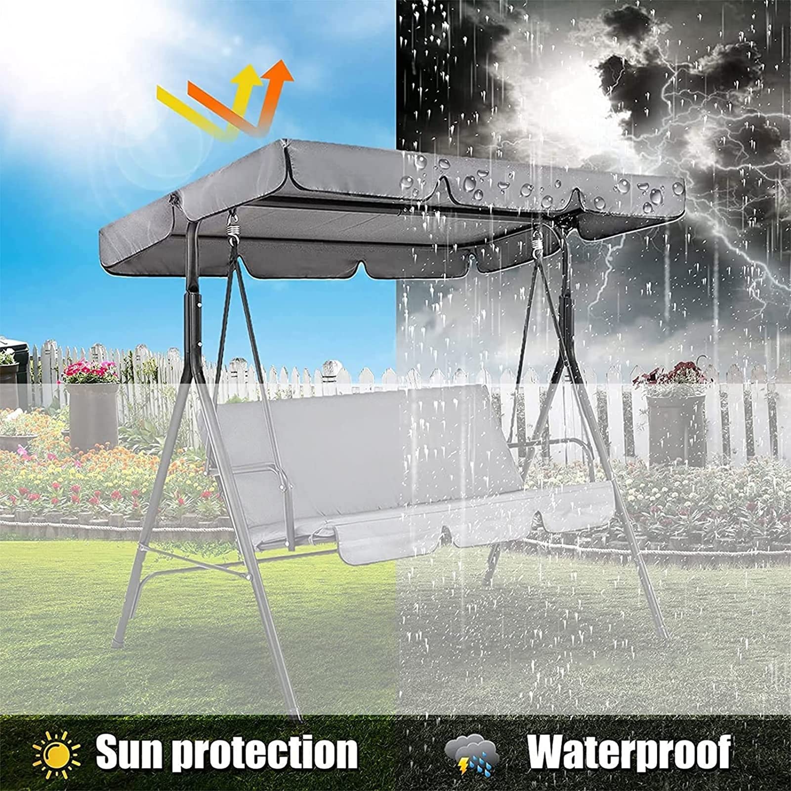 Copertura Impermeabile Per Altalena Da Giardino - Baldacchino Con Protezione UV E Antipolvere - Foto 3