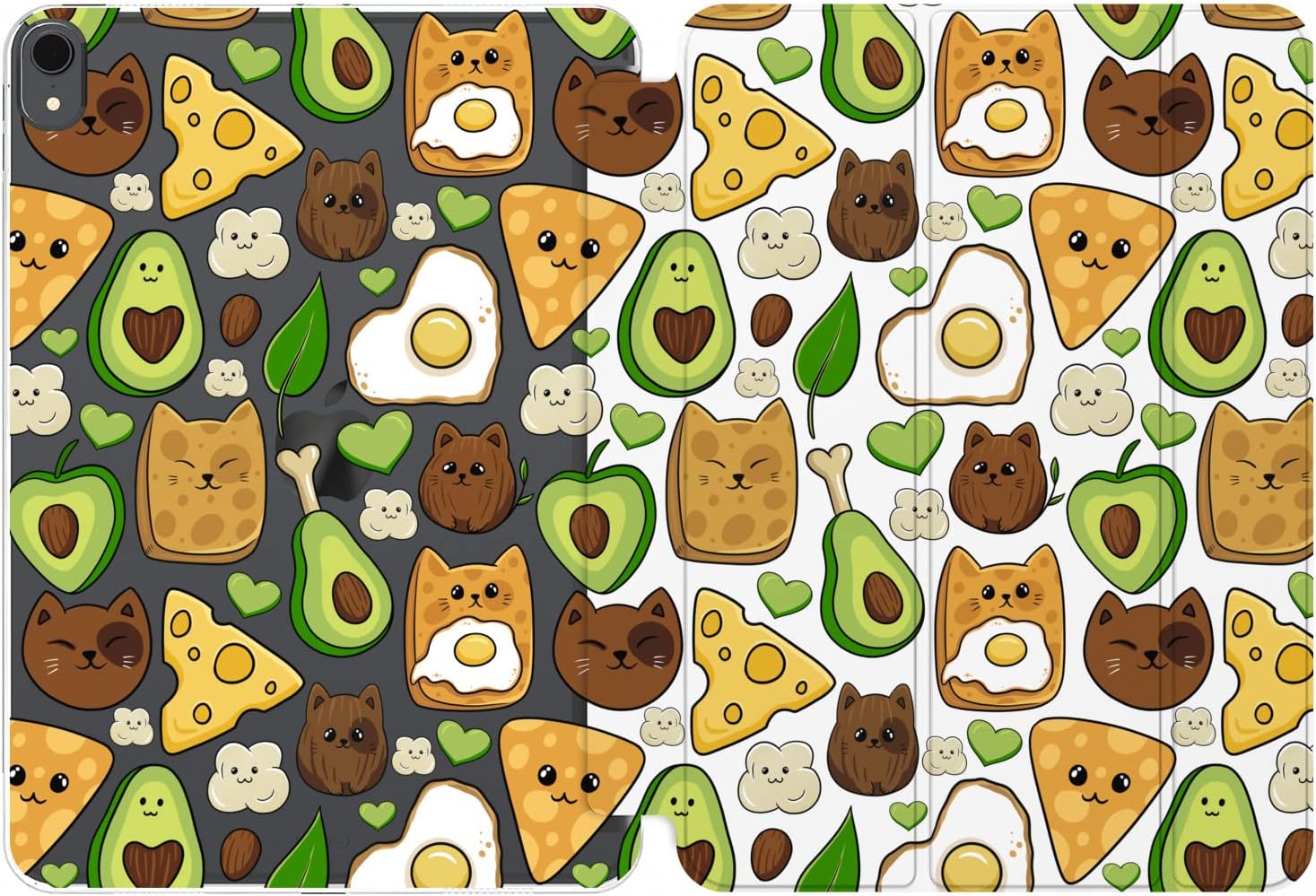 Case for iPad Pro 13 M4 Air M2 11 2024 4th 10.9 2022 10.2 12.9 10.5 9.7 Mini 6 5 4 3 2 1 Magnetic Kawaii Trend Print Avocats Avocado Stand Closure Design Green Cats Girls Cute Slim fit image 5