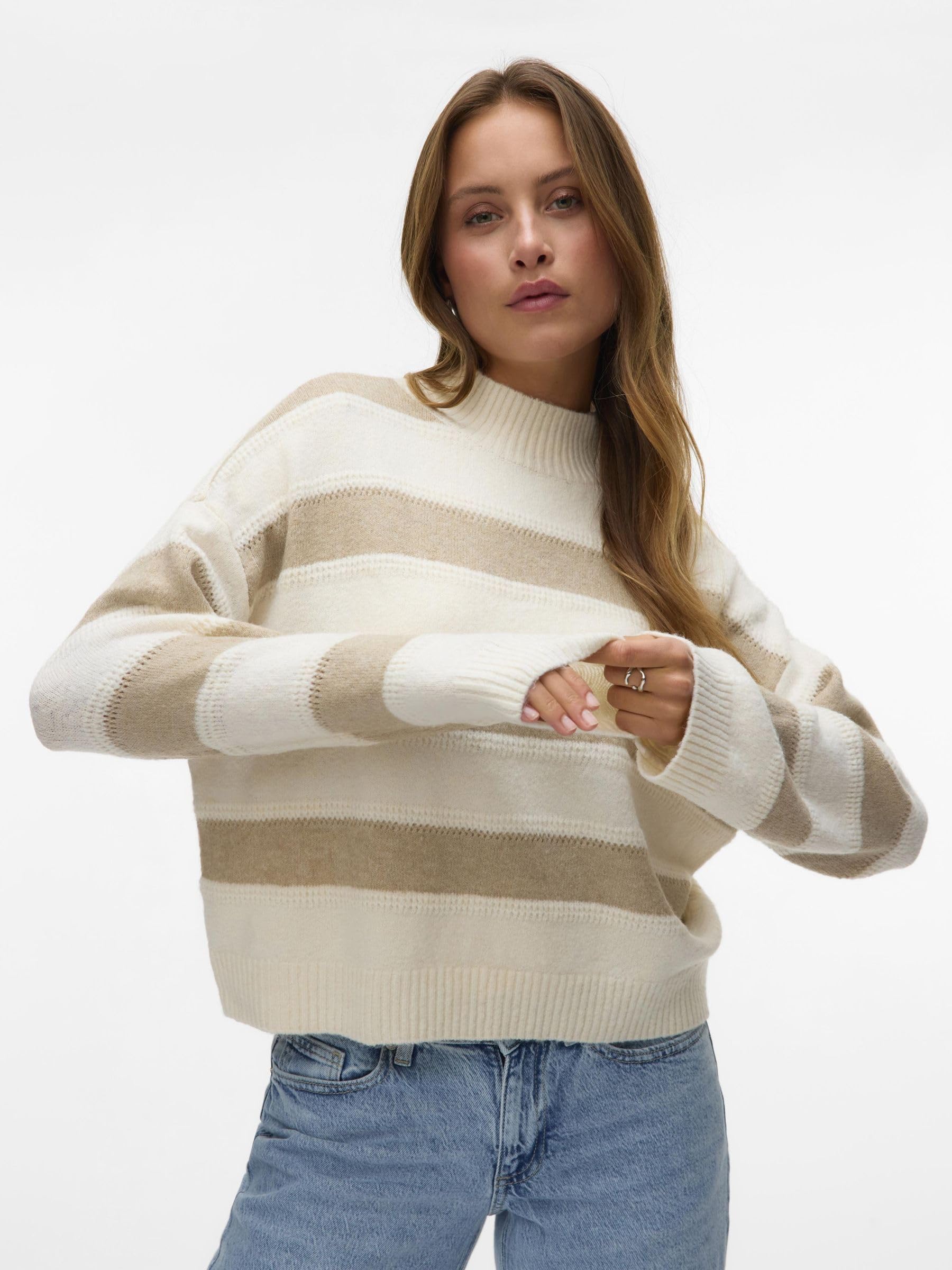 Vero Moda Vminez LS Highneck Short Pullover Boo Vminez LS Highneck - Jersey Corto Boo Mujer (Pack de 0)