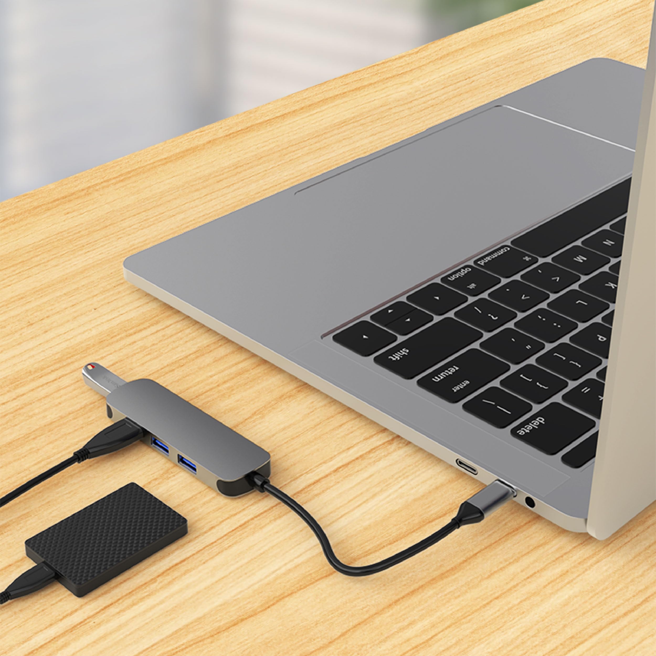 MMOBIEL USB-A do 4x USB-A Adapter Port Hub - 4-w-1 Splitter - USB 3.0-5Gbps - 4-Portowy Hub USB Ultra-Cienki Kompatybilny z Dell, Lenovo, Acer - Aluminium
