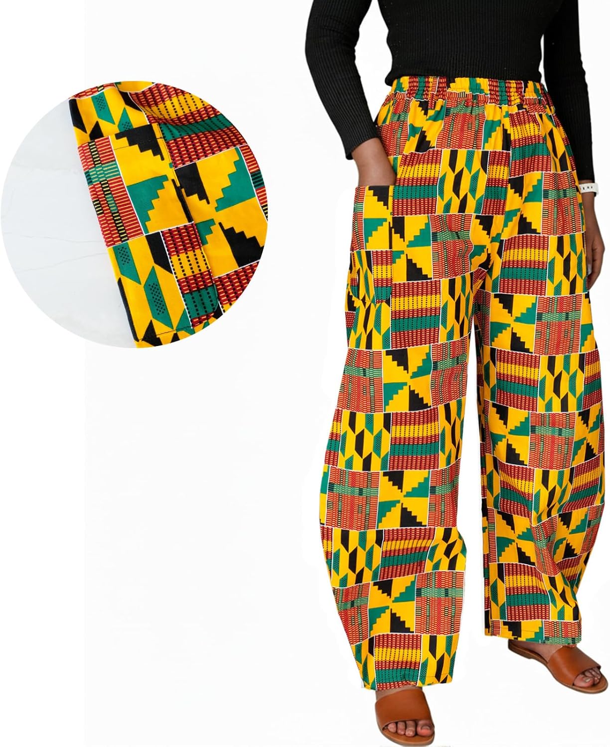 African Print Pants for Women Ankara Casual Ladies Trousers Cotton Leg Pants with Pockets - Image 5