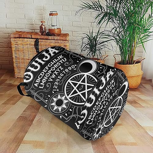 Miniatura 7 de Cesta de lavandería con letreros de hojalata Ouija Spirit Board Ouija, cesta de almacenamiento plegable para baño, habitación, decoración del hogar