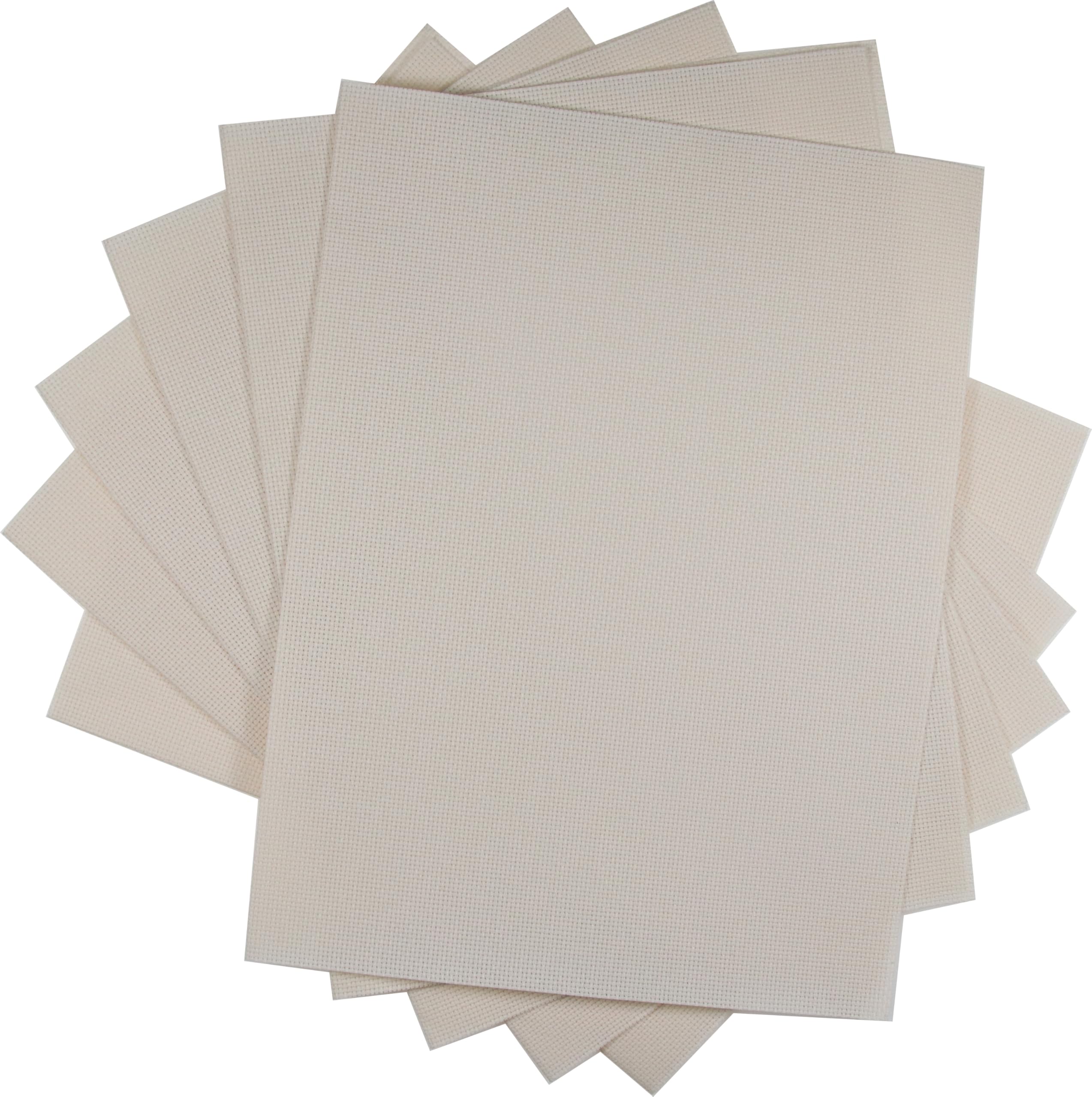KCS 4/6 pc of 12" x 18" 30cmx45cm 16CT Counted Cotton Aida Cloth Cross Stitch Fabric (Ecru, 6 pc)