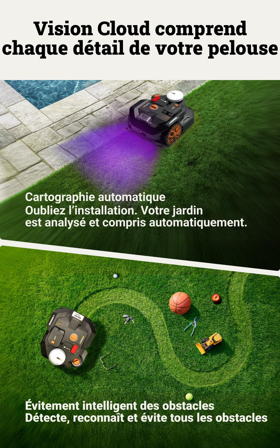 WORX Vision Cloud 2WD Robot Tondeuse WR306E — vue 2