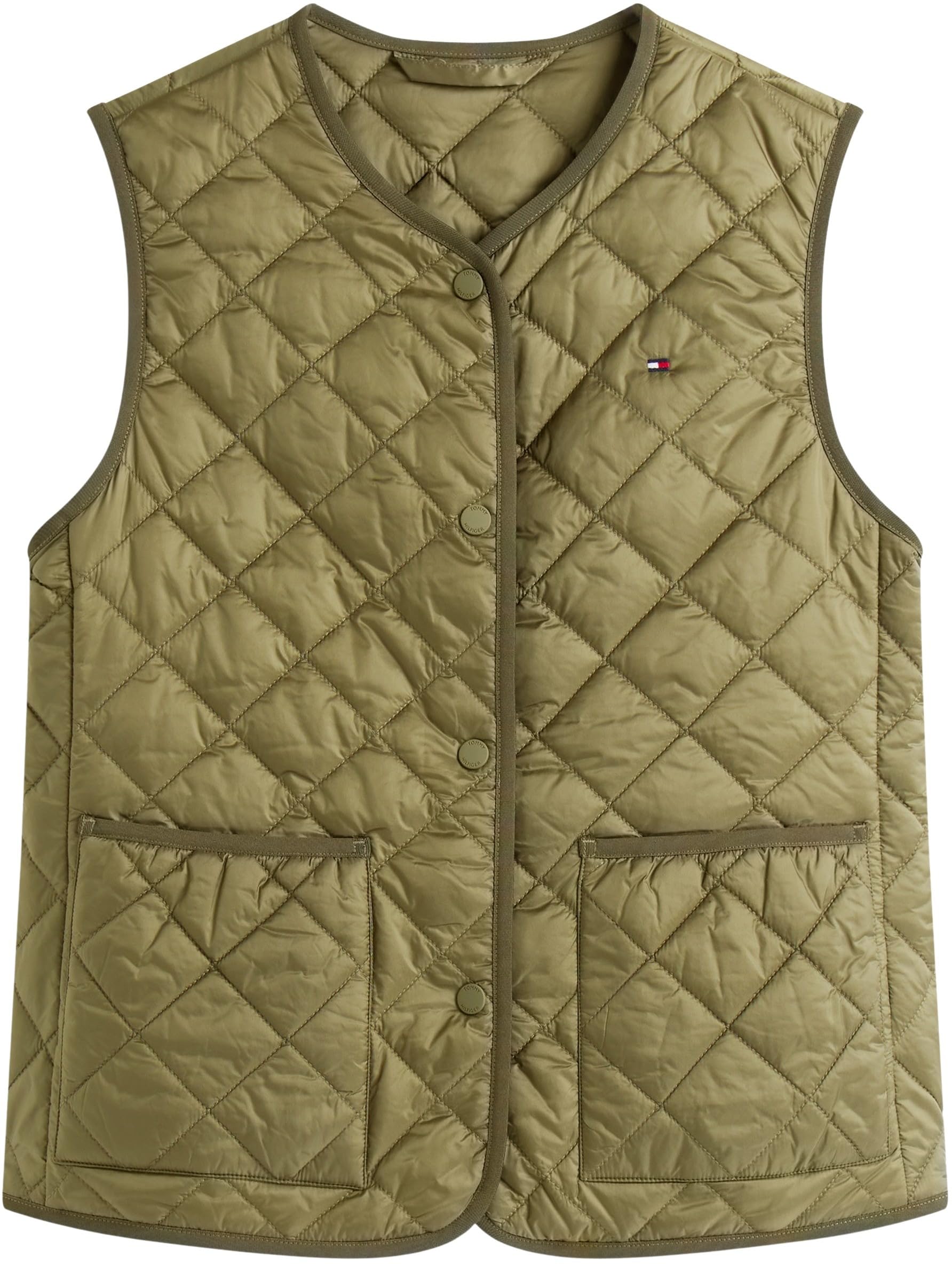 Tommy Hilfiger Damska kamizelka pikowana LW PADDED REG WW0WW47289, zielona, XXS, Zielony (oliwkowy użytkowy), XXS