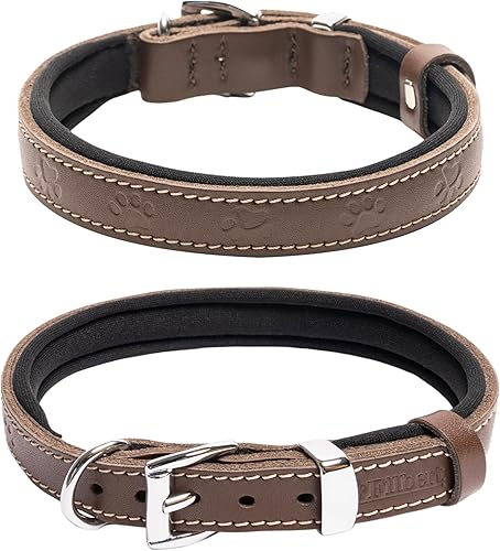 Miniatura 2 de Filbert Collar de cuero para perro, collar de cuero genuino para perros grandes, collar de perro de cuero en relieve con hebilla, collar de cuero de