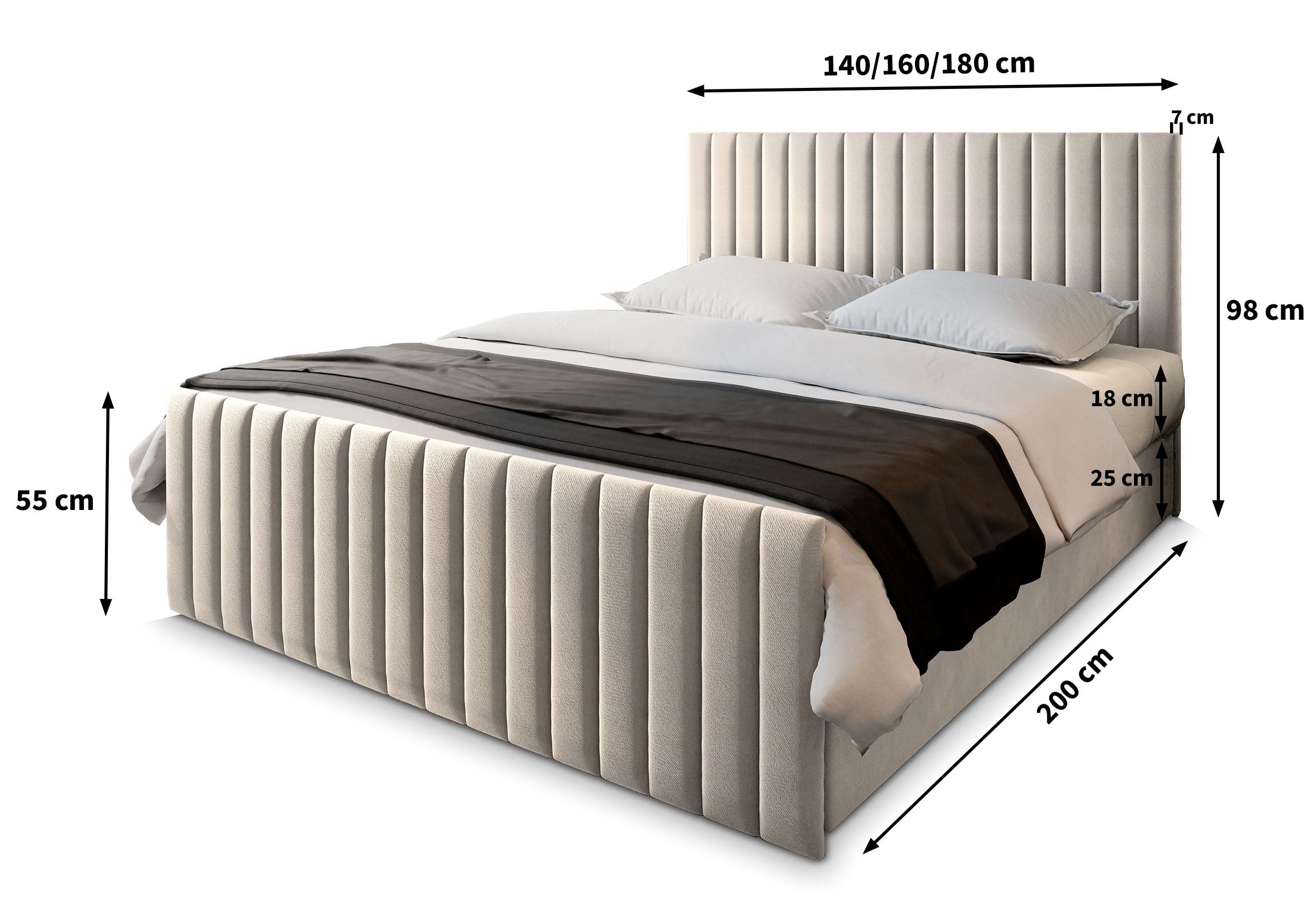 Masseno Boxspringbett Arion 180x200 cm Komplett-Set mit Matratze und Topper, Polsterbett mit Zwei Bettkästen -Grün, Kronos 19