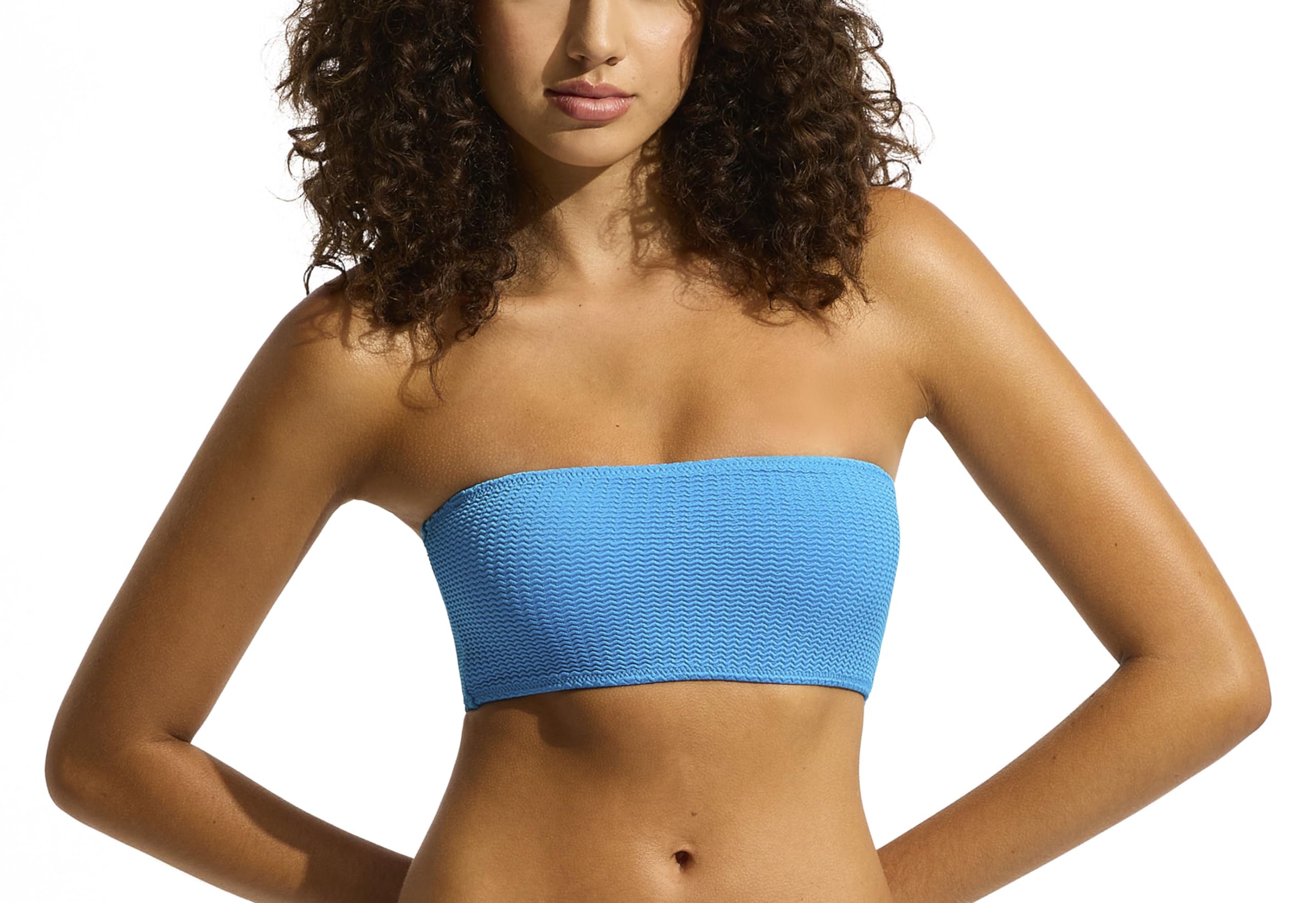 Seafolly Women's Sea Dive Turquoise Bandeau Tube Bikini Top Swimsuit, 12