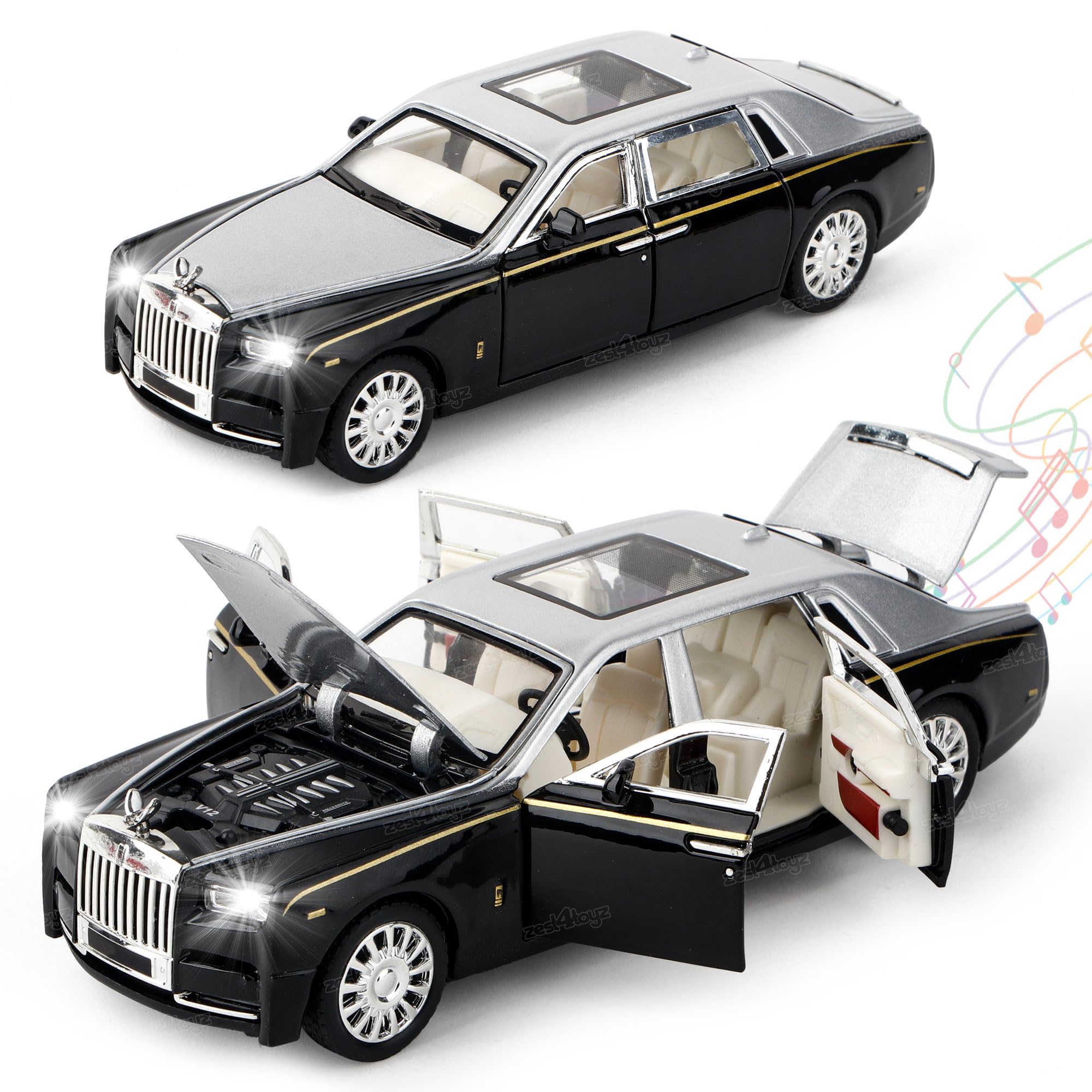 Zest 4 Toyz Diecast Car Alloy Metal Model Pull Back Die-cast Car Pullback Toy car with Openable Doors & Light, Sound Music Toy Vehicle for Kids (Silver) (B0CYCJR7WC) Amazon Price History, Amazon Price Tracker
