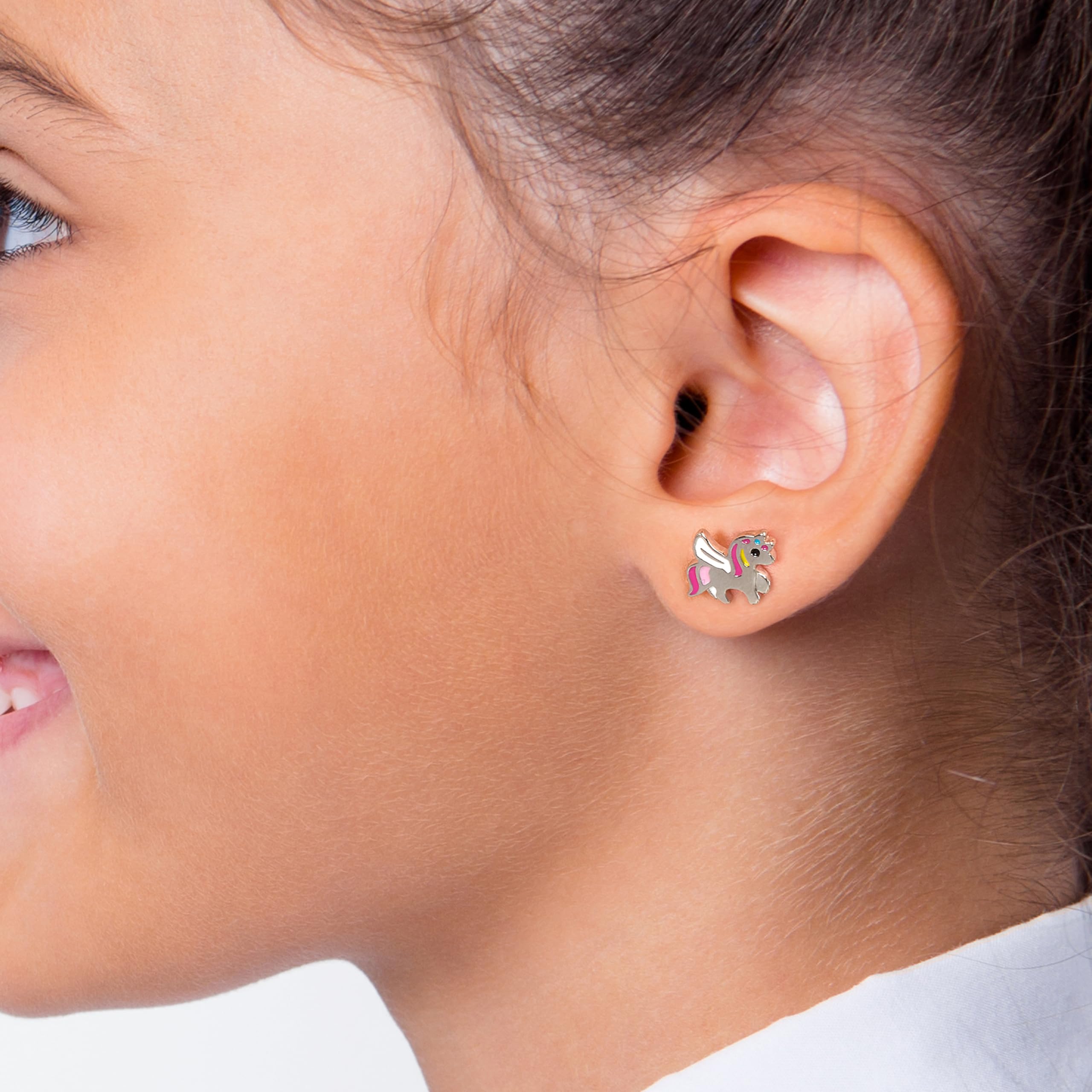 Bluespirit Orecchini da bimba, Collezione B-BABY, in argento 925 rodiato, smalto,Idee regalo - P.25D301001600