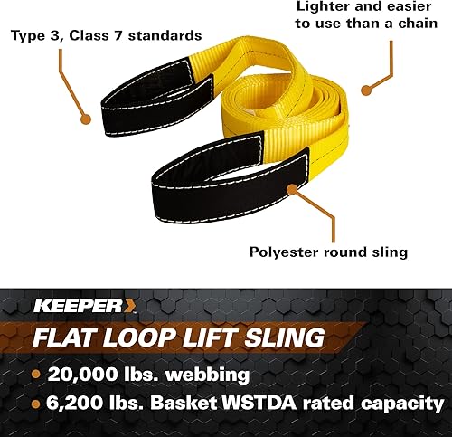 Miniatura 3 de Keeper - Eslinga de carga y elevación de carga de 12' x 2" con bucles planos - Eslinga de carga clasificada tipo 3, clase 7