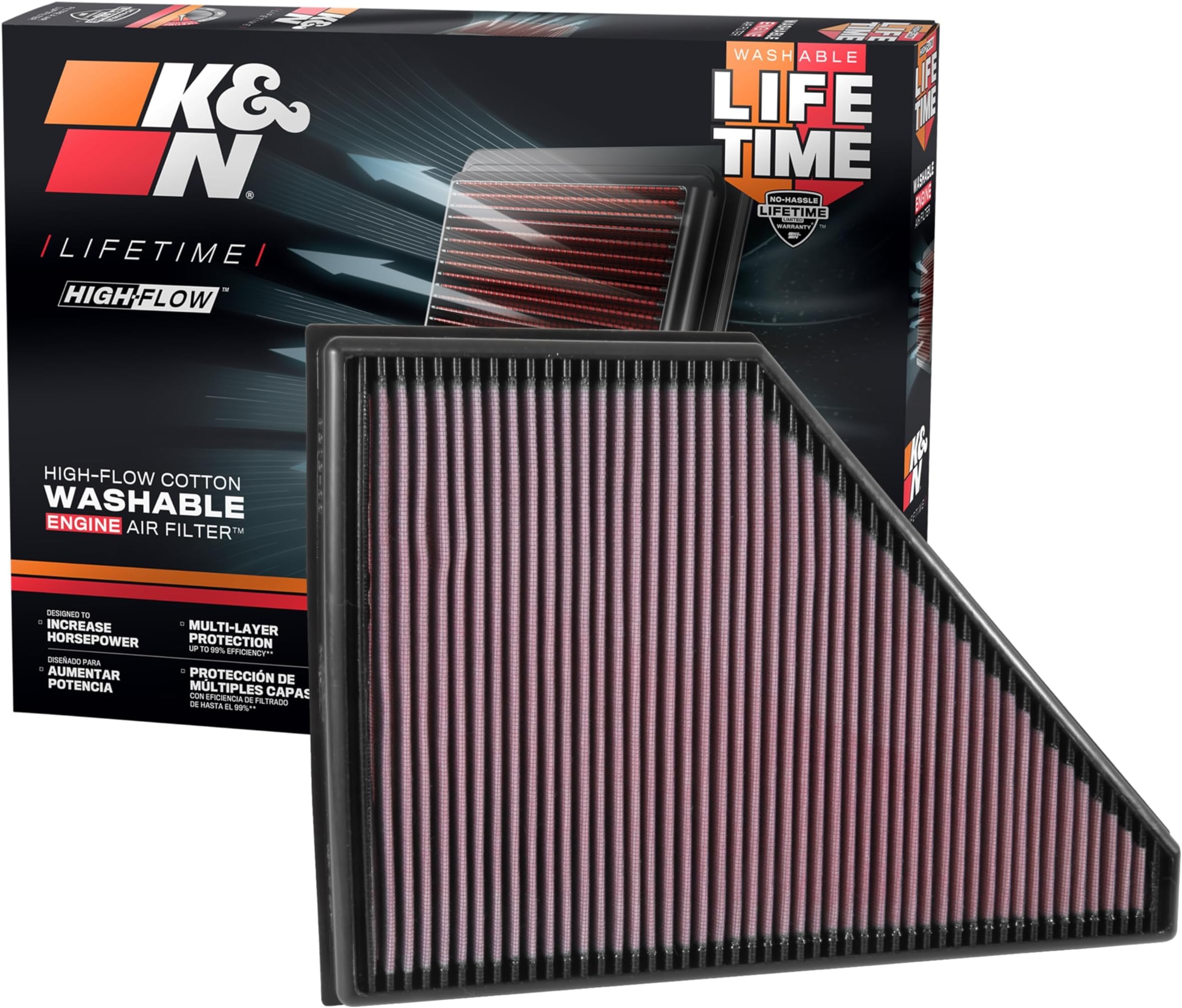 - High-Flow Original Lifetime Engine Air Filter: Increase Power: Premium, Washable: Compatible with 2017-2025 Subaru/Toyota: BRZ, 86, GR86, 33-5056
