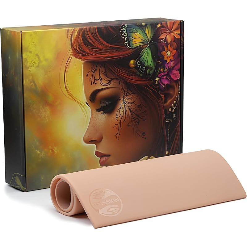 TrueSkin Tattoo Pele sintética para prática de tatuagem em silicone platinum, 4–5 mm, 27,94 x 43,18 cm