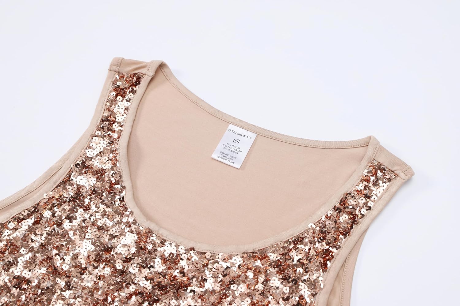 OThread & Co. Women's Glitter Sequin Tank Top Sleeveless Scoop Neck Night Out Party Top - Image 5