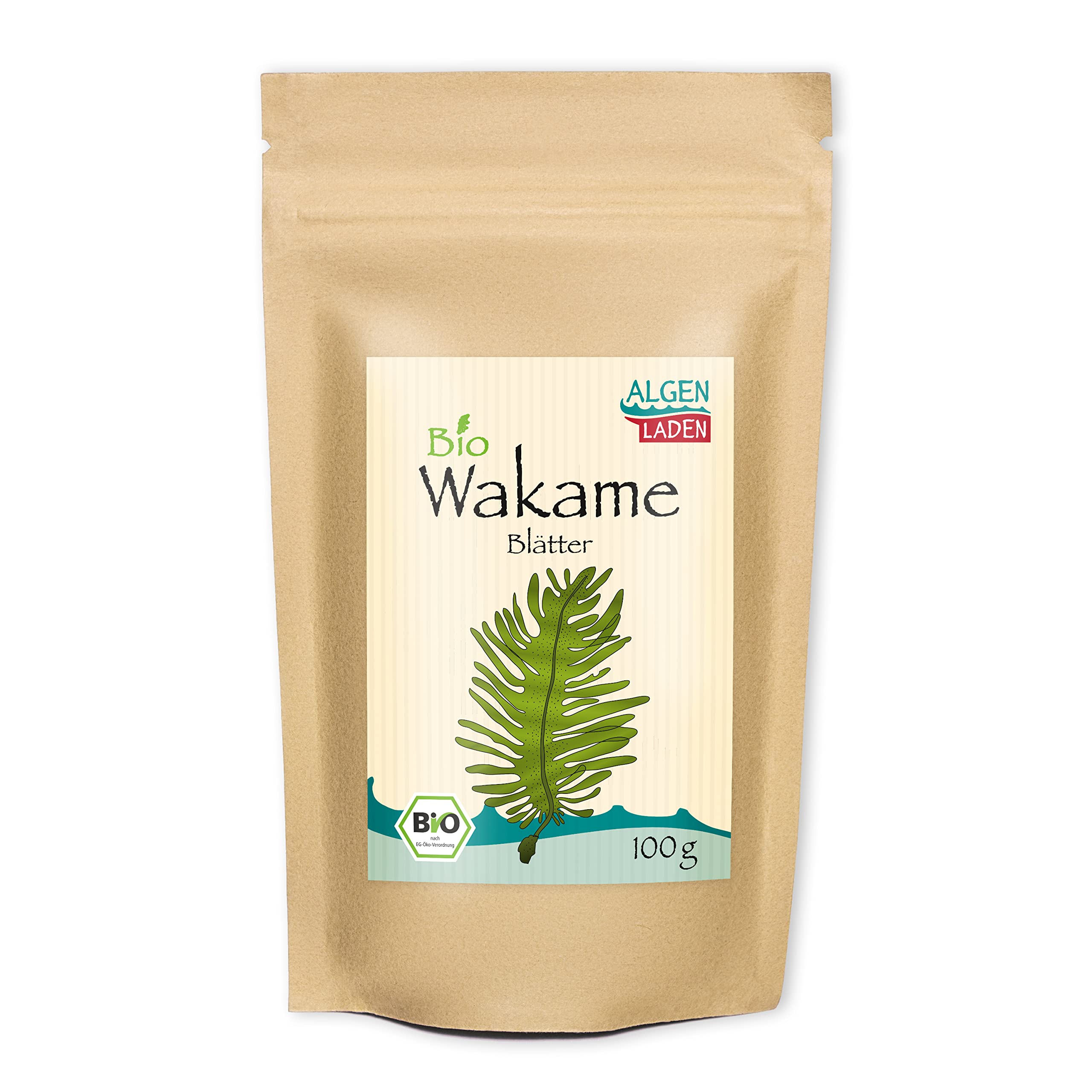 ALGENLADEN BIO Wakame Blätter - 100 g | Instant Algen aus dem Atlantik | Rohkost | Vegan | zu Dashi und Misosuppe