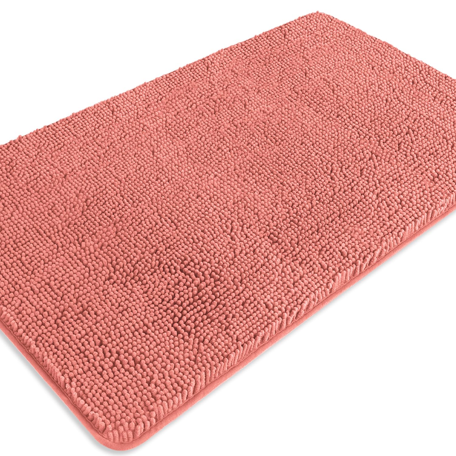 PureSwan Coral Bathroom Rugs – Absorbent and Washable Bath Mat, Non-Slip, Thick Soft Chenille Bath Rugs for Bathroom Floor, Shower, Sink - 26" x 44"
