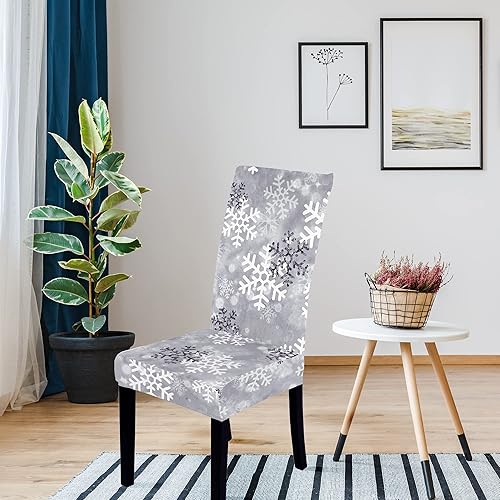 Miniatura 5 de Muuyi Juego de 8 fundas elásticas para sillas de comedor de Navidad, fundas protectoras lavables para hotel, comedor, ceremonia, banquete, fiesta de