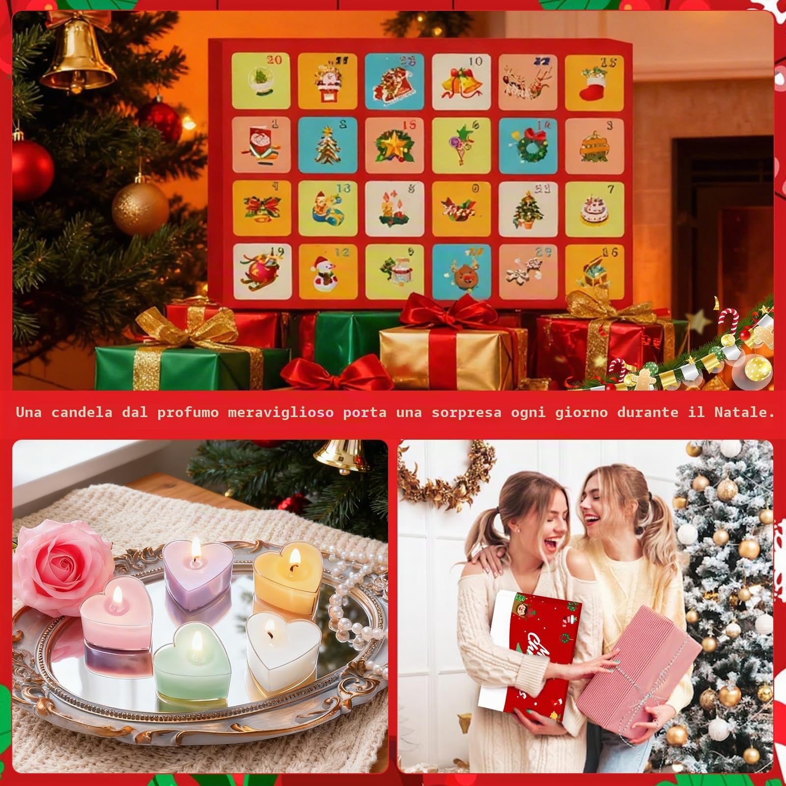 Calendario avvento candele con 24 diverse candele profumate, Calendario Dell'Avvento Candele 2025, Idee Regalo Natale, regali del calendario di Natale per la mamma, la sorella, la fidanzata