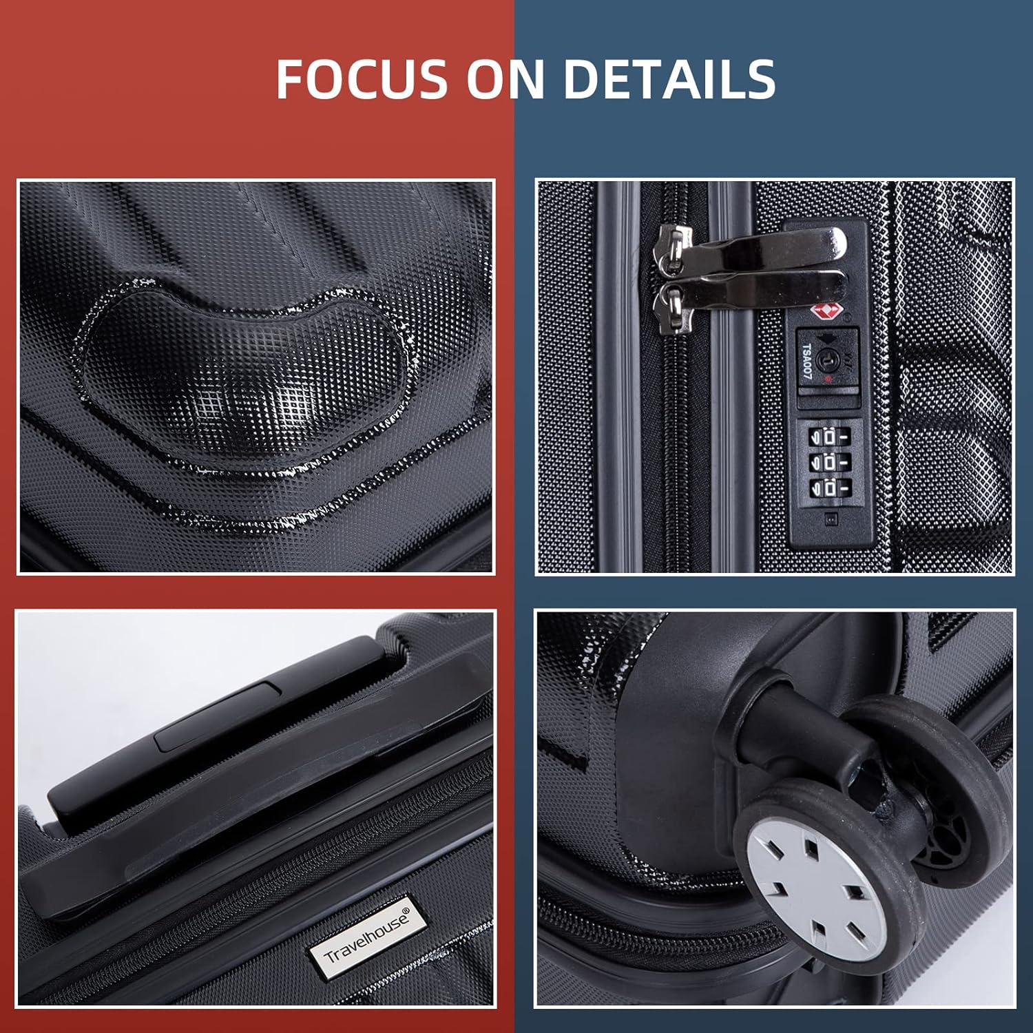 Travelhouse 16 Inch Carry On Luggage Airline Approved,Hardshell Small Carry Suitcases with 360° Spinner Wheels, Rolling Suitcase with TSA Approved - Image 2