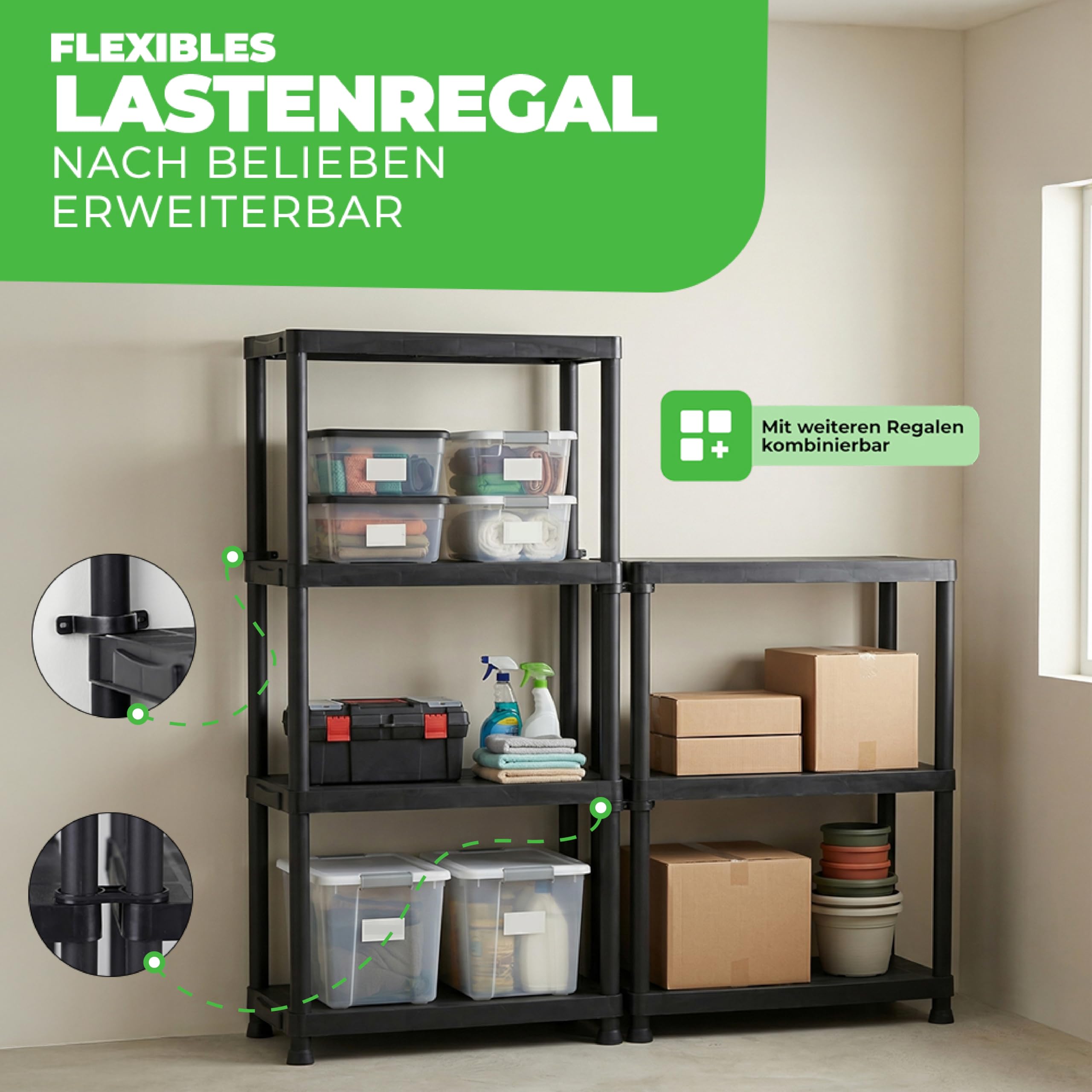 Lot de 2 étagères pour charges lourdes - Étagère de rangement - 131 x 60 x 30 cm - Charge maximale : 80 kg - 4 étagères