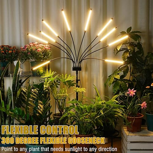 Miniatura 4 de Luces de cultivo para plantas de interior, 10 cabezales, 500 LED, luz de crecimiento de espectro completo para cultivo en interiores con soporte de