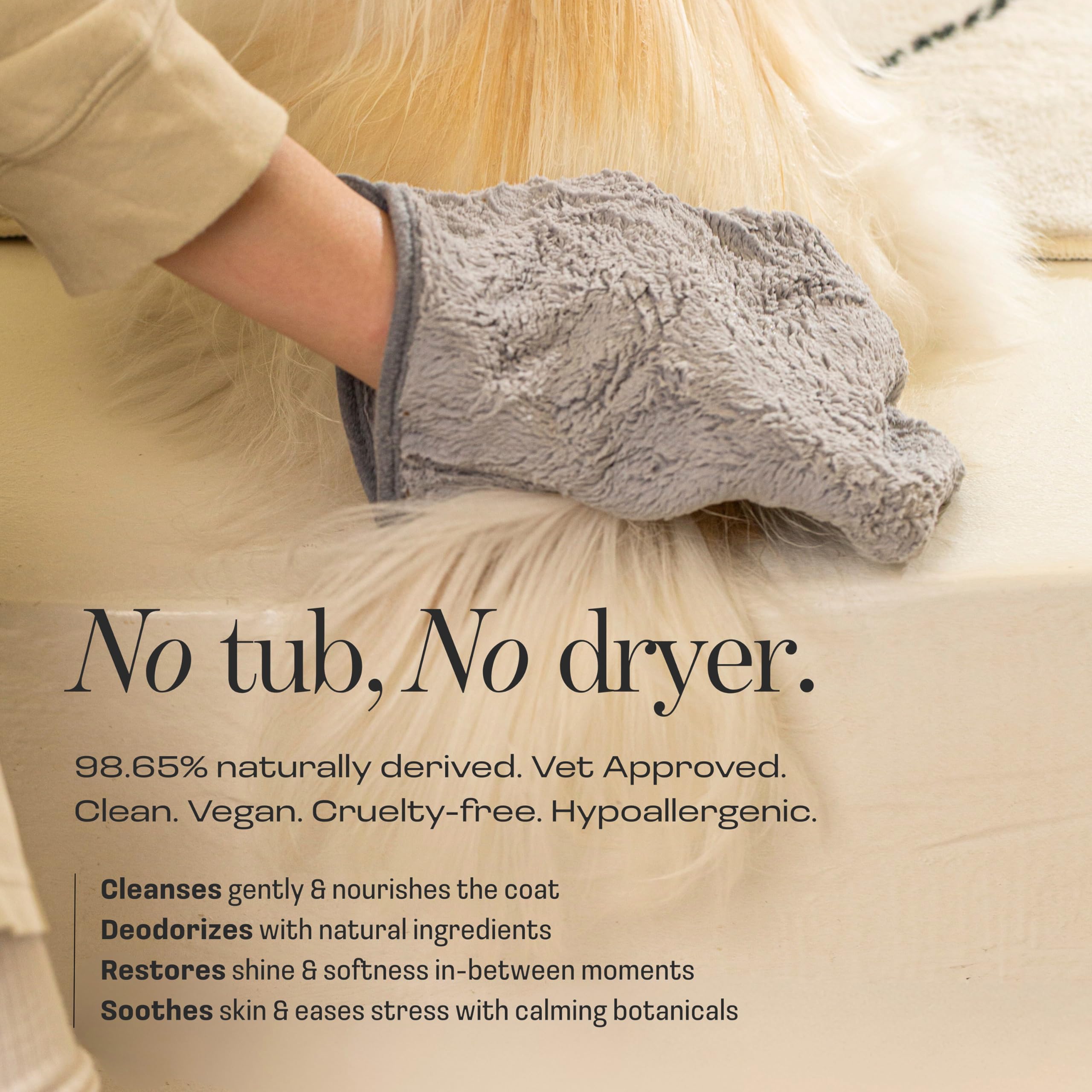 Dog Concentrated Waterless Rinse-Free Shampoo & Conditioner with Bath Mitt – Sensitive Skin, Stress & Itch Relief Gentle Leave-in Serum – 98.65% Naturally Derived-Dry Shampoo for Dogs–8×10ml - image 4